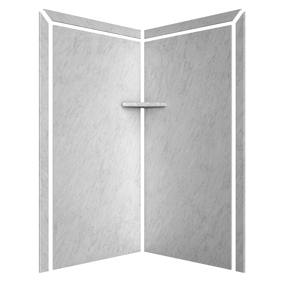 Panel de pared esquinero para ducha FlexStone Splendor de 40 pulgadas de ancho x 40 pulgadas de profundidad x 80 pulgadas de altura en Frost 2.0 - Pieza de pegamento SSK40407821FR