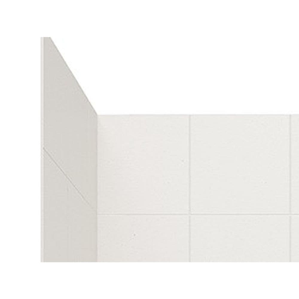 Pared de ducha para alcoba de 3 piezas con pegamento en color blanco de 62 pulgadas de ancho x 36 pulgadas de profundidad x 72.5 pulgadas de altura.