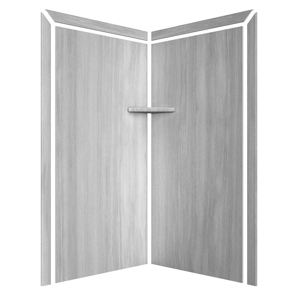 Panel de pared de esquina para regadera FlexStone Splendor de 40 pulgadas de ancho x 40 pulgadas de profundidad x 80 pulgadas de altura en color Plata Strata 2.0, para instalar con pegamento - Pieza SSK40407821SS