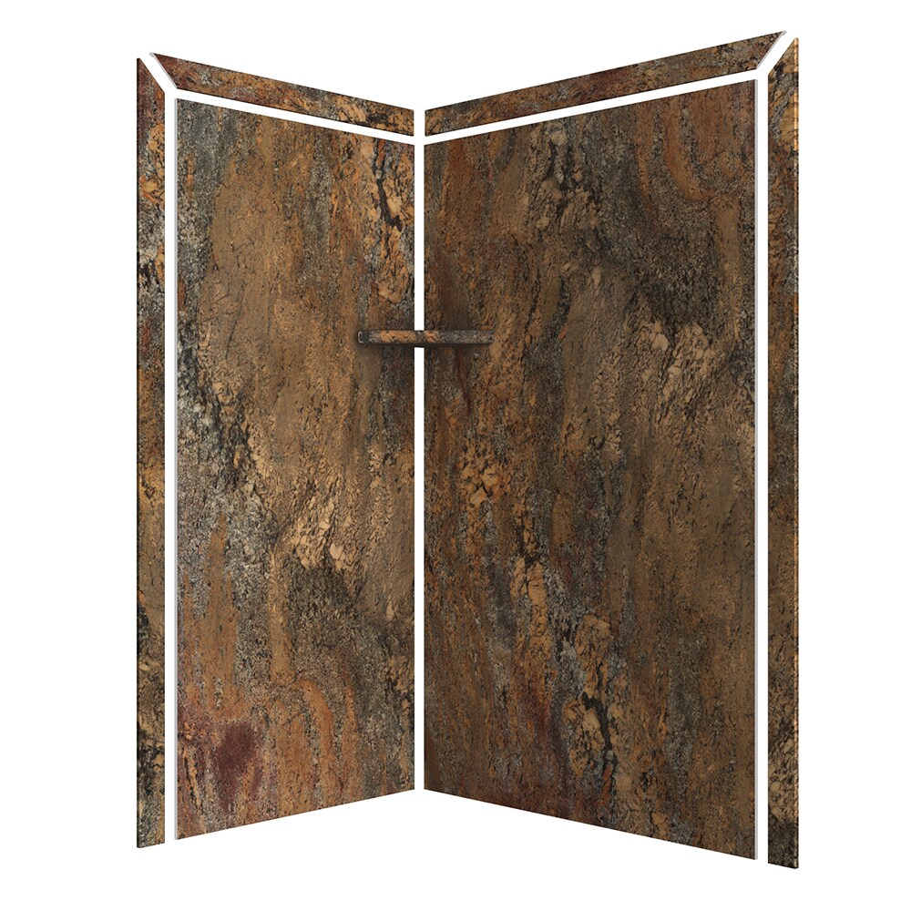 Panel de esquina para paredes de ducha FlexStone Elegance 2 Crema Bordeaux 48 pulgadas de ancho x 36 pulgadas de profundidad x 80 pulgadas de altura