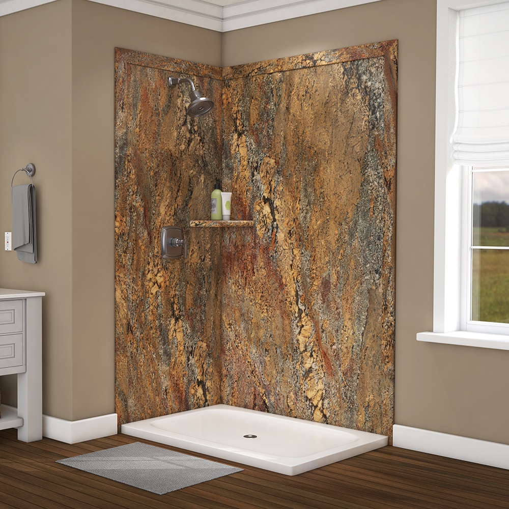 Panel de esquina para paredes de ducha FlexStone Elegance 2 Crema Bordeaux 48 pulgadas de ancho x 36 pulgadas de profundidad x 80 pulgadas de altura