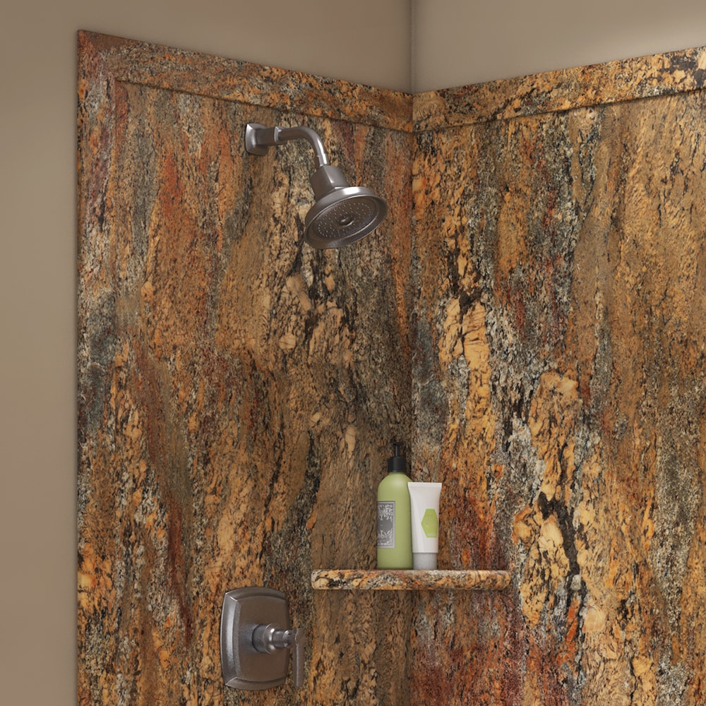 Panel de esquina para paredes de ducha FlexStone Elegance 2 Crema Bordeaux 48 pulgadas de ancho x 36 pulgadas de profundidad x 80 pulgadas de altura