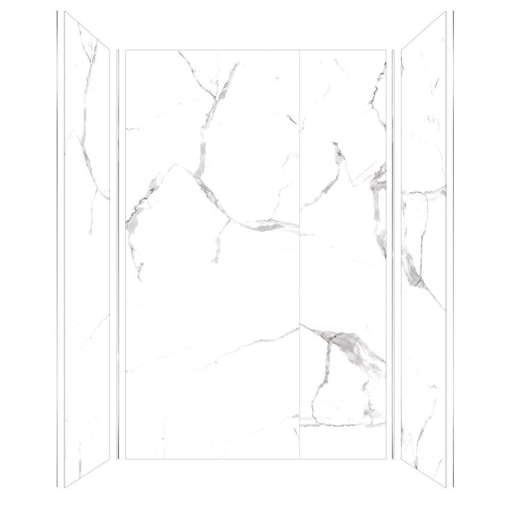 Kit de paneles para ducha en alcoba de 4 piezas Transolid Titan en blanco Caruso/Honed de 60 pulgadas de ancho x 48 pulgadas de profundidad x 96 pulgadas de altura TWK604896-KI01H.