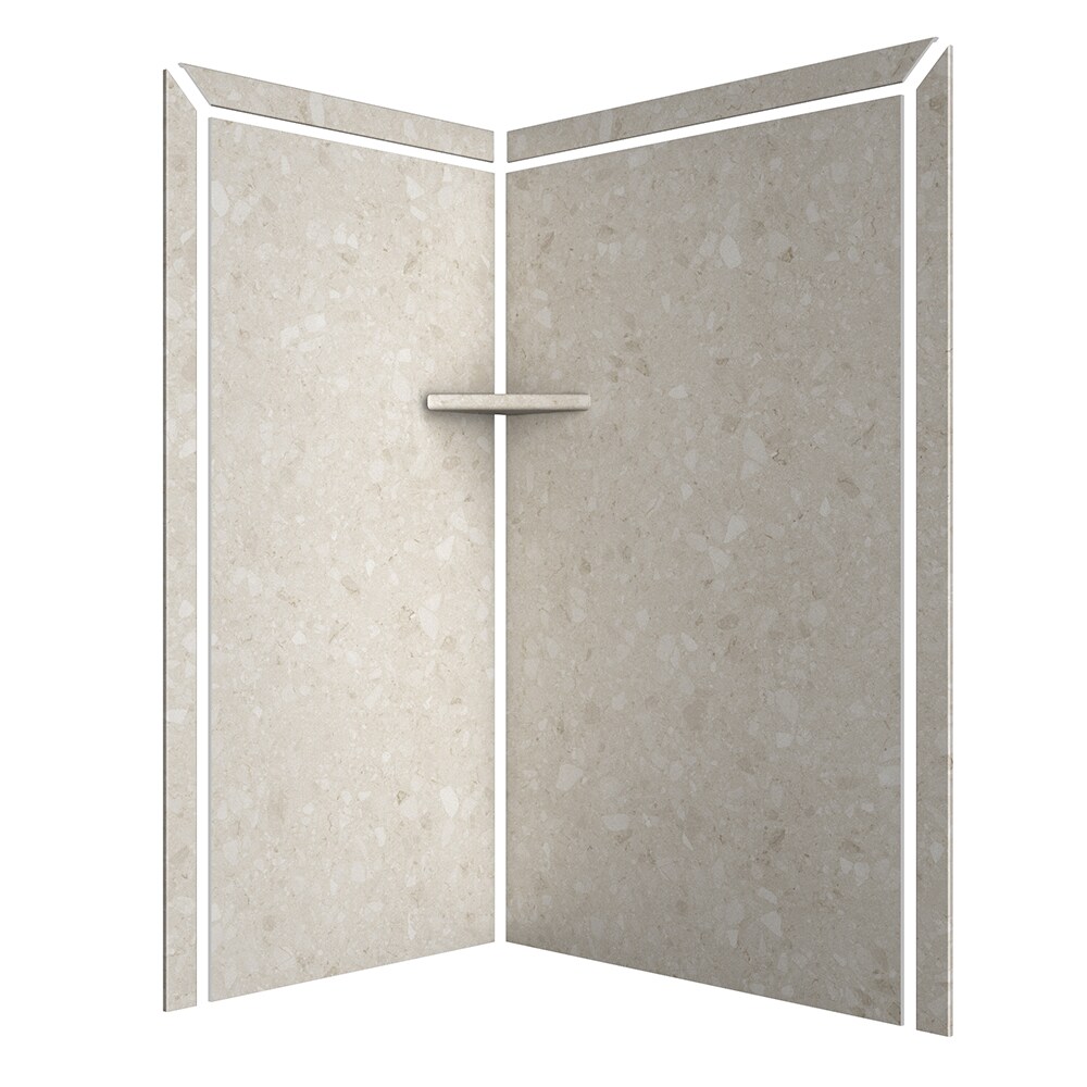 Panel de pared de esquina para ducha Calabria 2.0 de 48 pulgadas de ancho x 36 pulgadas de profundidad x 80 pulgadas de alto con acabado FlexStone Elegance 2 - Pieza de montaje con pegamento SSK48367821CA.