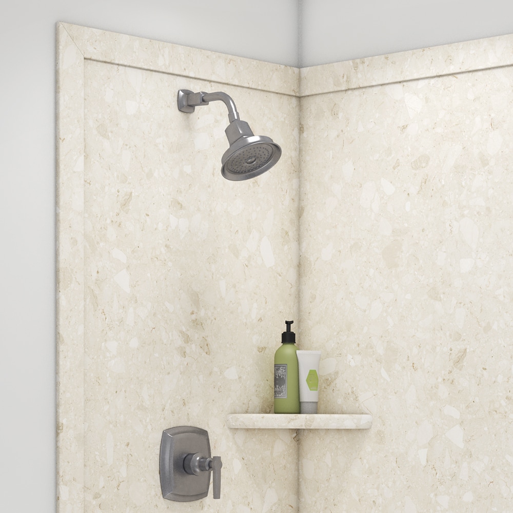 Panel de pared de esquina para ducha Calabria 2.0 de 48 pulgadas de ancho x 36 pulgadas de profundidad x 80 pulgadas de alto con acabado FlexStone Elegance 2 - Pieza de montaje con pegamento SSK48367821CA.