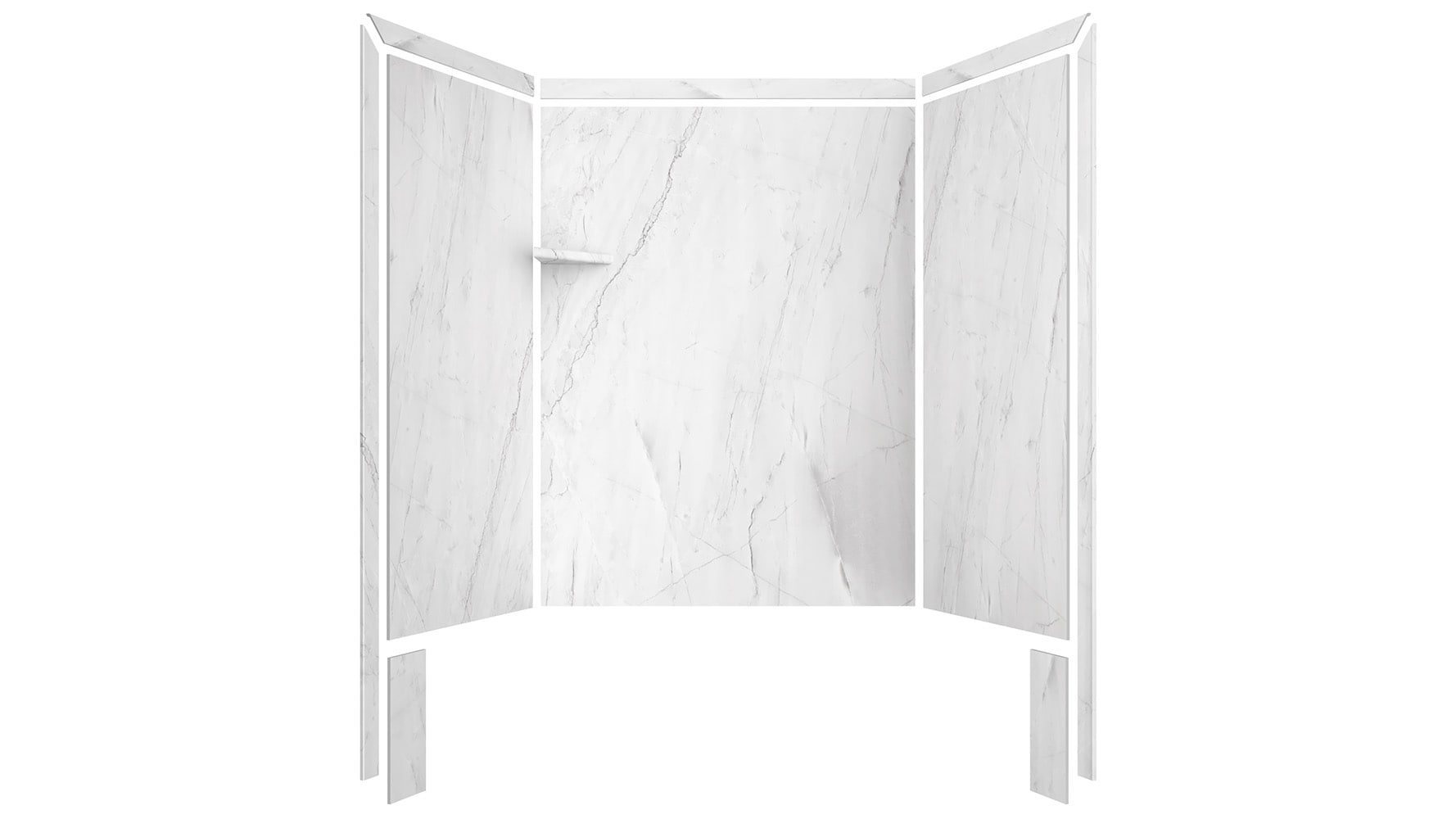 Muro de ducha empotrado tipo concha FlexStone de 60 pulgadas de ancho x 36 pulgadas de profundidad x 80 pulgadas de altura en 3 piezas - Modelo Oyster