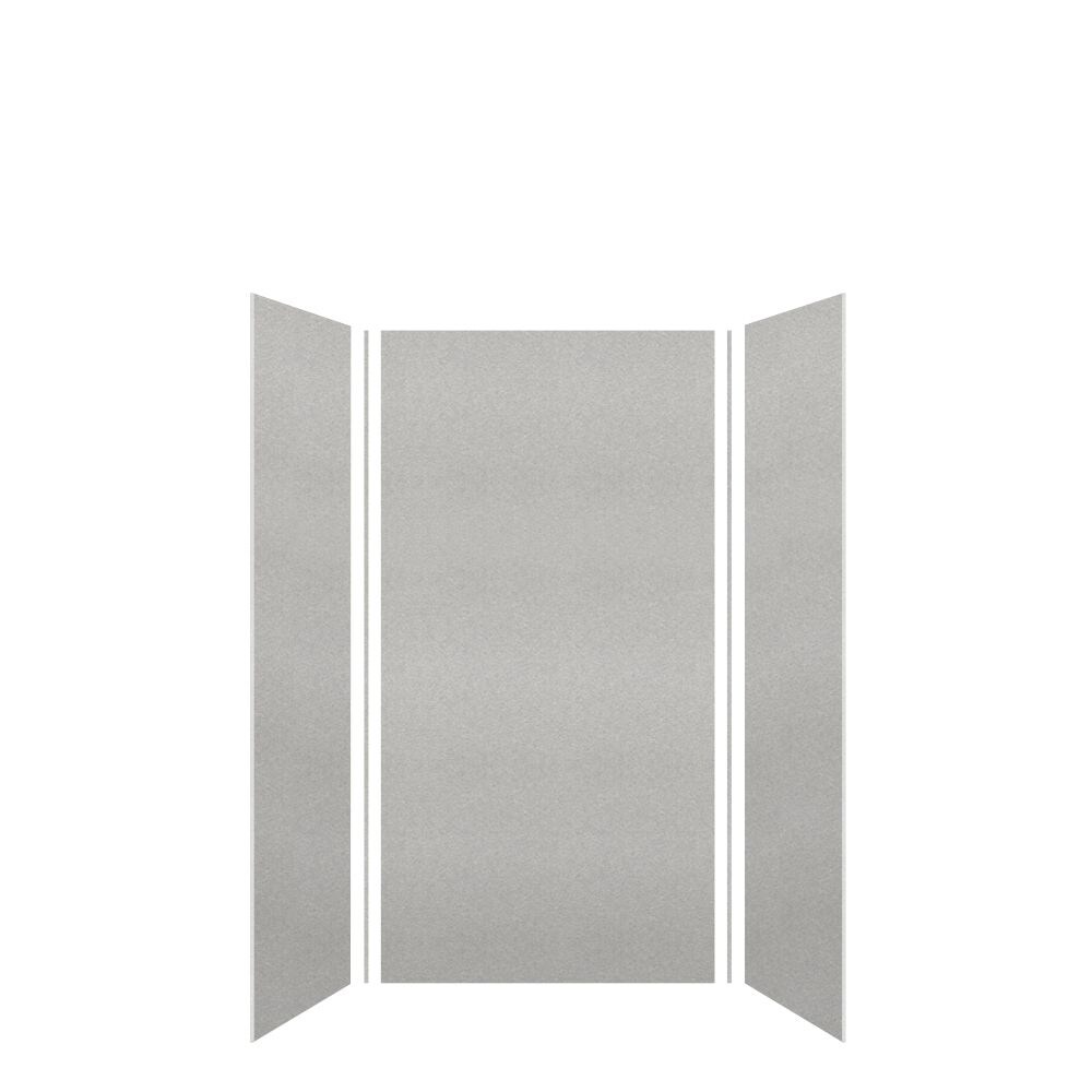 Kit de panel de ducha en alcoba de 3.0 piezas Transolid Saramar Velvet 36 pulgadas ancho x 36 pulgadas profundidad x 72 pulgadas altura color gris Beach Velvet SWK363672-27V.