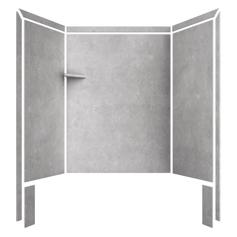 Recubrimiento de pared para ducha alcoba FlexStone Royale Tundra 3.0 de 60 pulgadas de ancho x 36 pulgadas de profundidad x 80 pulgadas de alto - Pieza de ensamblaje con pegamento SSK60367831TU