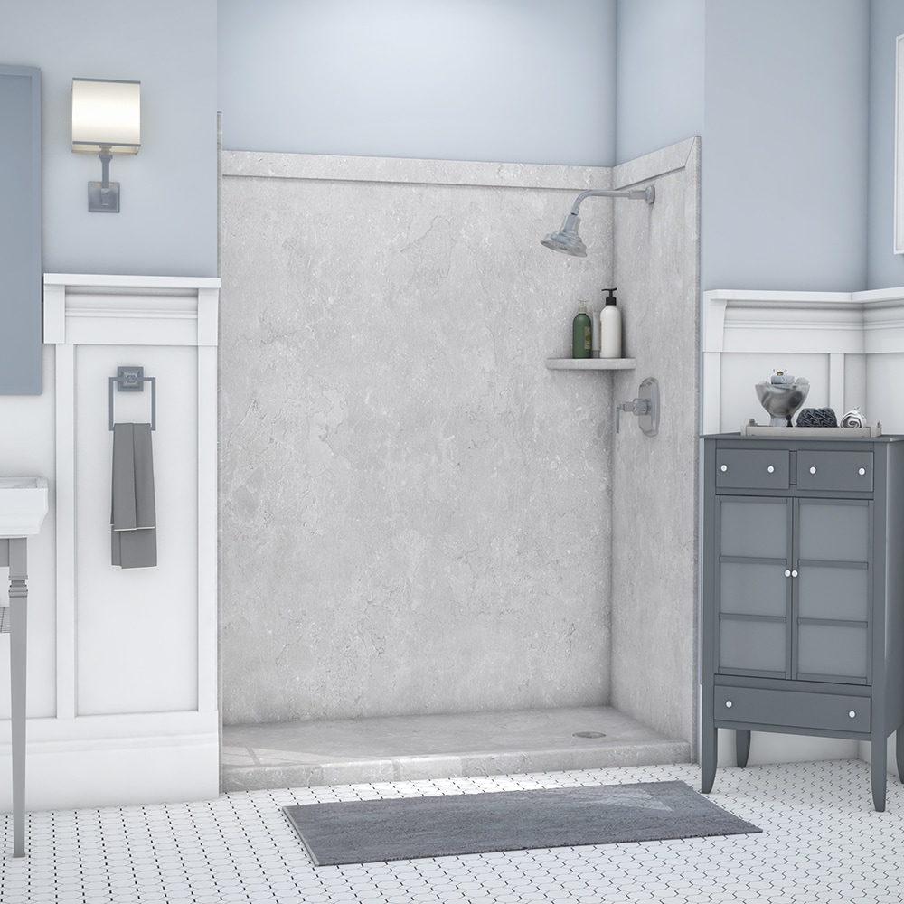 Recubrimiento de pared para ducha alcoba FlexStone Royale Tundra 3.0 de 60 pulgadas de ancho x 36 pulgadas de profundidad x 80 pulgadas de alto - Pieza de ensamblaje con pegamento SSK60367831TU