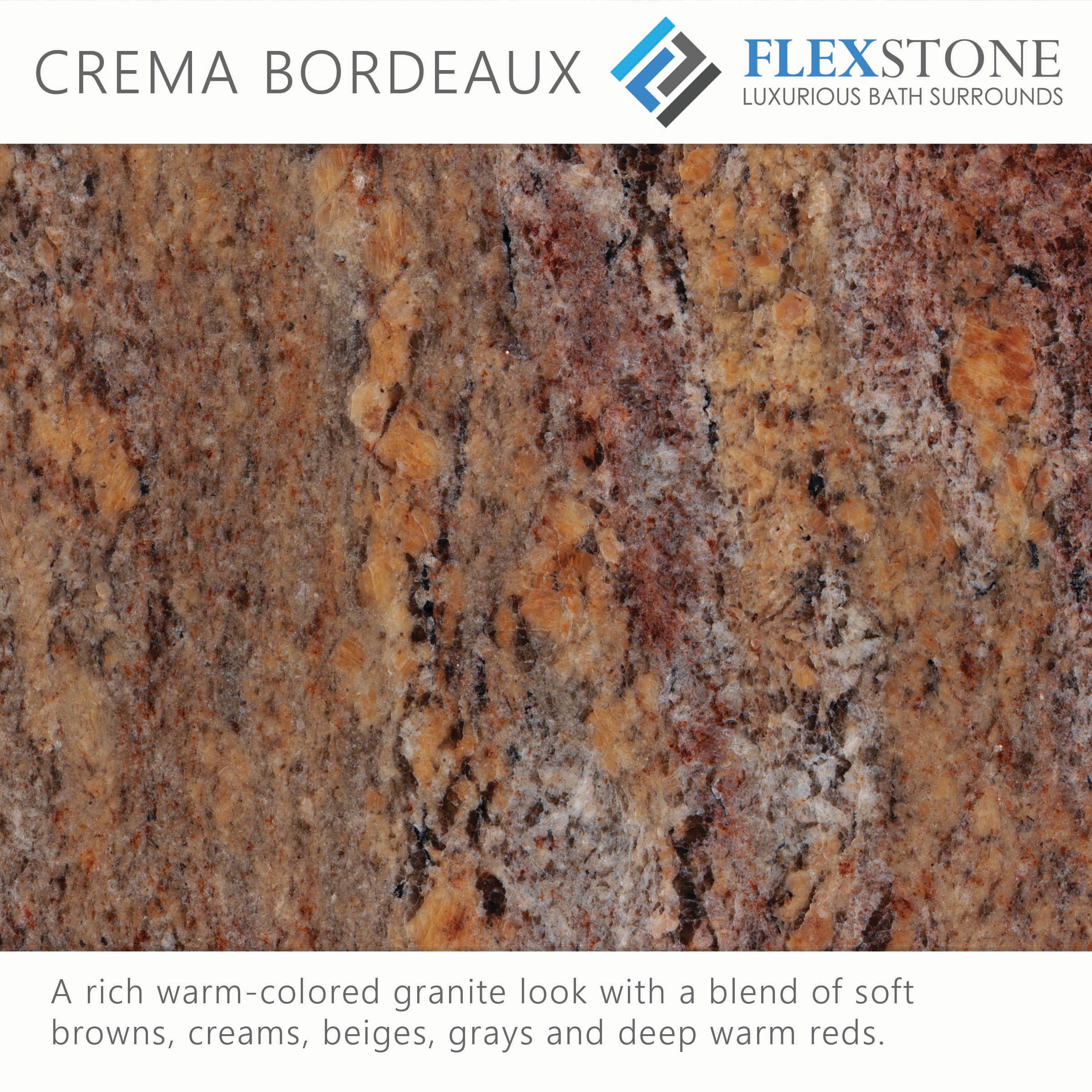 Recubrimiento para ducha en alcoba FlexStone Royale de 60 pulgadas de ancho x 36 pulgadas de profundidad x 80 pulgadas de altura en Crema Bordeaux de 3 piezas