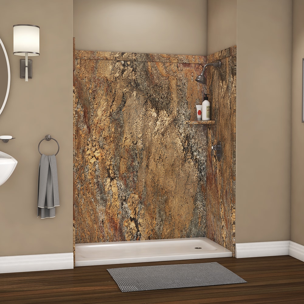 Recubrimiento para ducha en alcoba FlexStone Royale de 60 pulgadas de ancho x 36 pulgadas de profundidad x 80 pulgadas de altura en Crema Bordeaux de 3 piezas