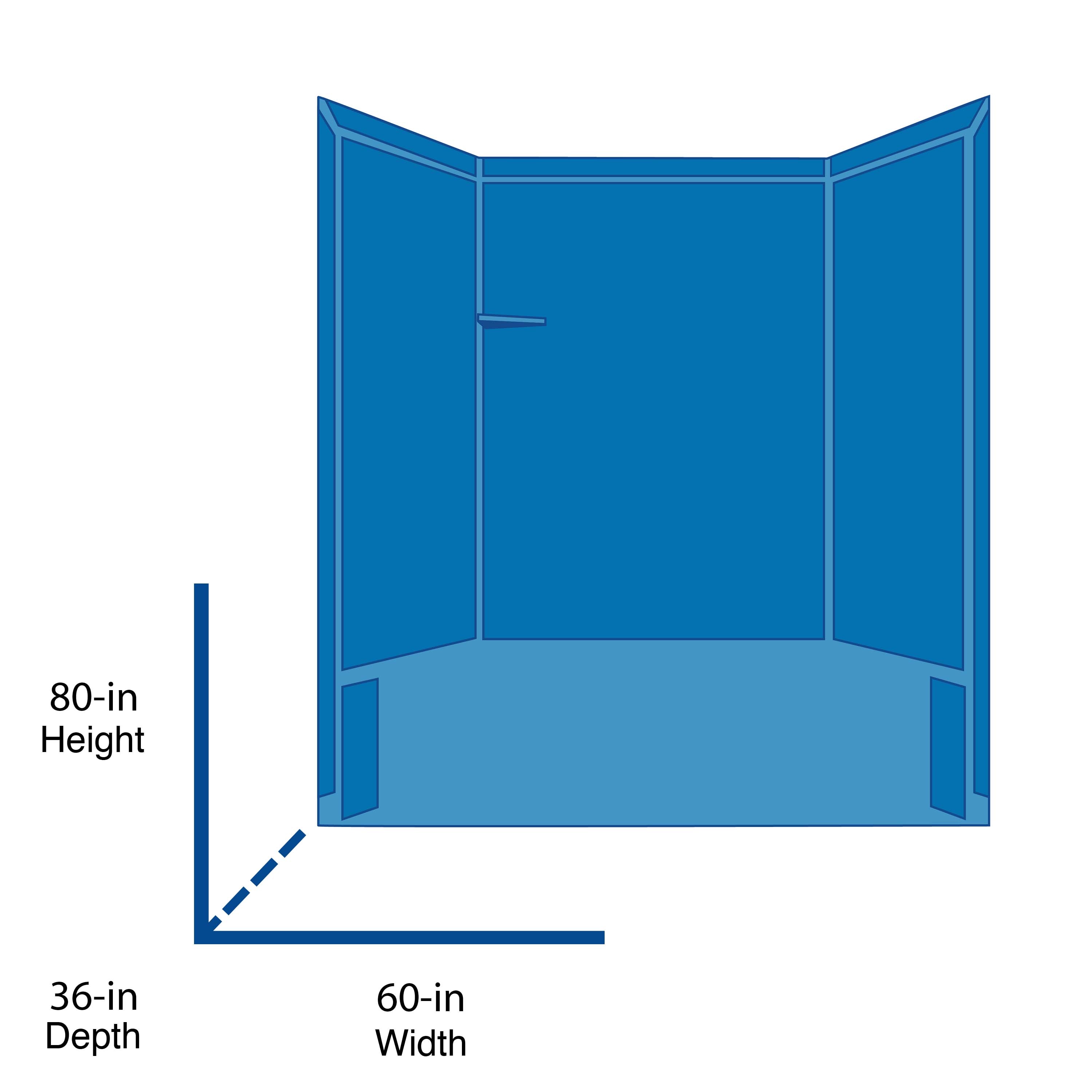 Recubrimiento de pared para ducha en alcoba FlexStone Royale de 60 pulgadas de ancho x 36 pulgadas de profundidad x 80 pulgadas de altura en travertino color mocca de 3 piezas.