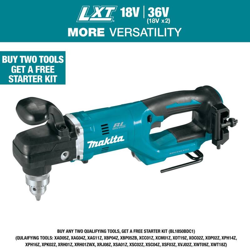 Taladro angular inalámbrico sin escobillas de 18V de iones de litio Makita de 1/2 pulgadas (solo herramienta) - XAD05Z