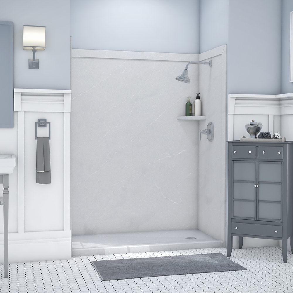 Recubrimiento de pared para ducha alcove FlexStone Royale de 60 pulgadas de ancho x 36 pulgadas de profundidad x 80 pulgadas de altura en color Sal Marina - 3 piezas fáciles de pegar (SSK60367831SE)