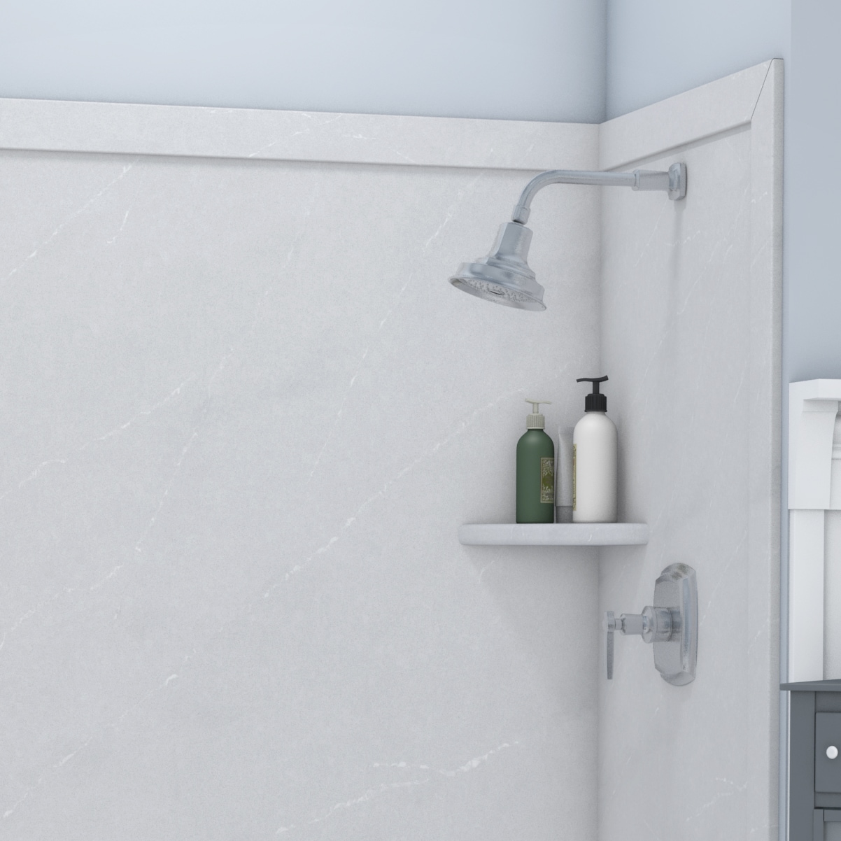 Recubrimiento de pared para ducha alcove FlexStone Royale de 60 pulgadas de ancho x 36 pulgadas de profundidad x 80 pulgadas de altura en color Sal Marina - 3 piezas fáciles de pegar (SSK60367831SE)