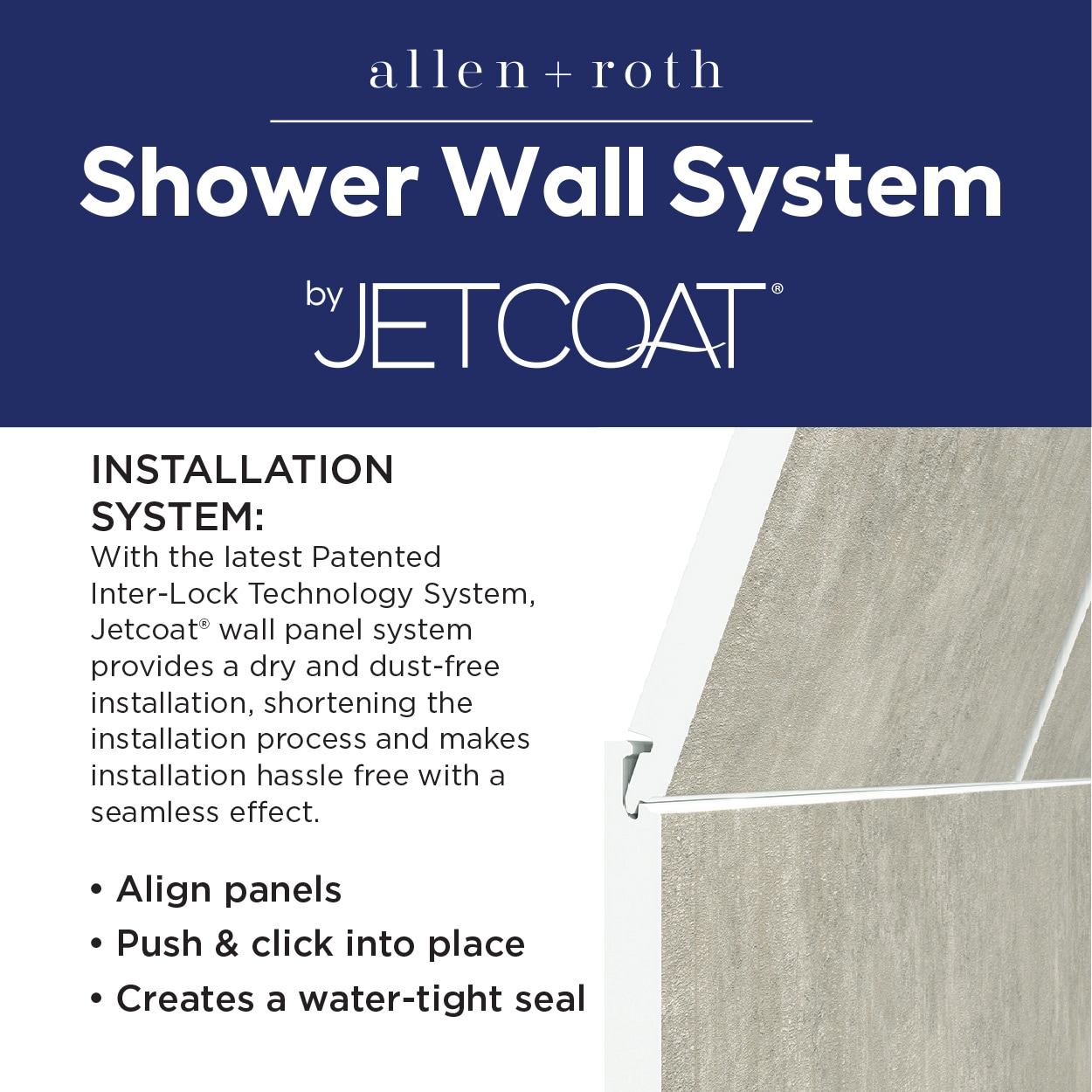 Kit de panel de ducha alcove Craft + Main Jetcoat 152 cm An x 81 cm P x 198 cm A en Shale 5.0 piezas con pegamento GFS603278-SH