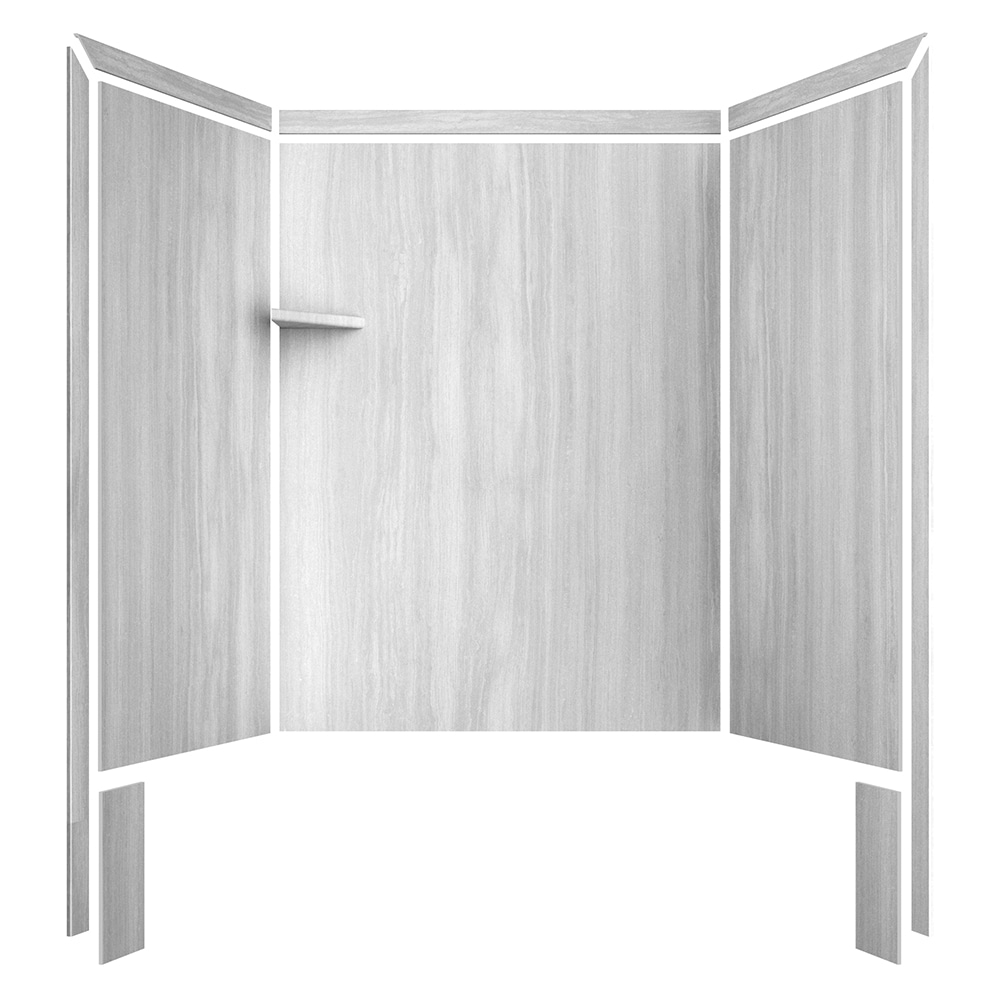 Recubrimiento de pared para ducha en Alcoba FlexStone Royale 60 pulgadas de ancho x 36 pulgadas de profundidad x 80 pulgadas de alto en Silver Strata 3.0 - Conjunto de 3 piezas de encolado SSK60367831SS.