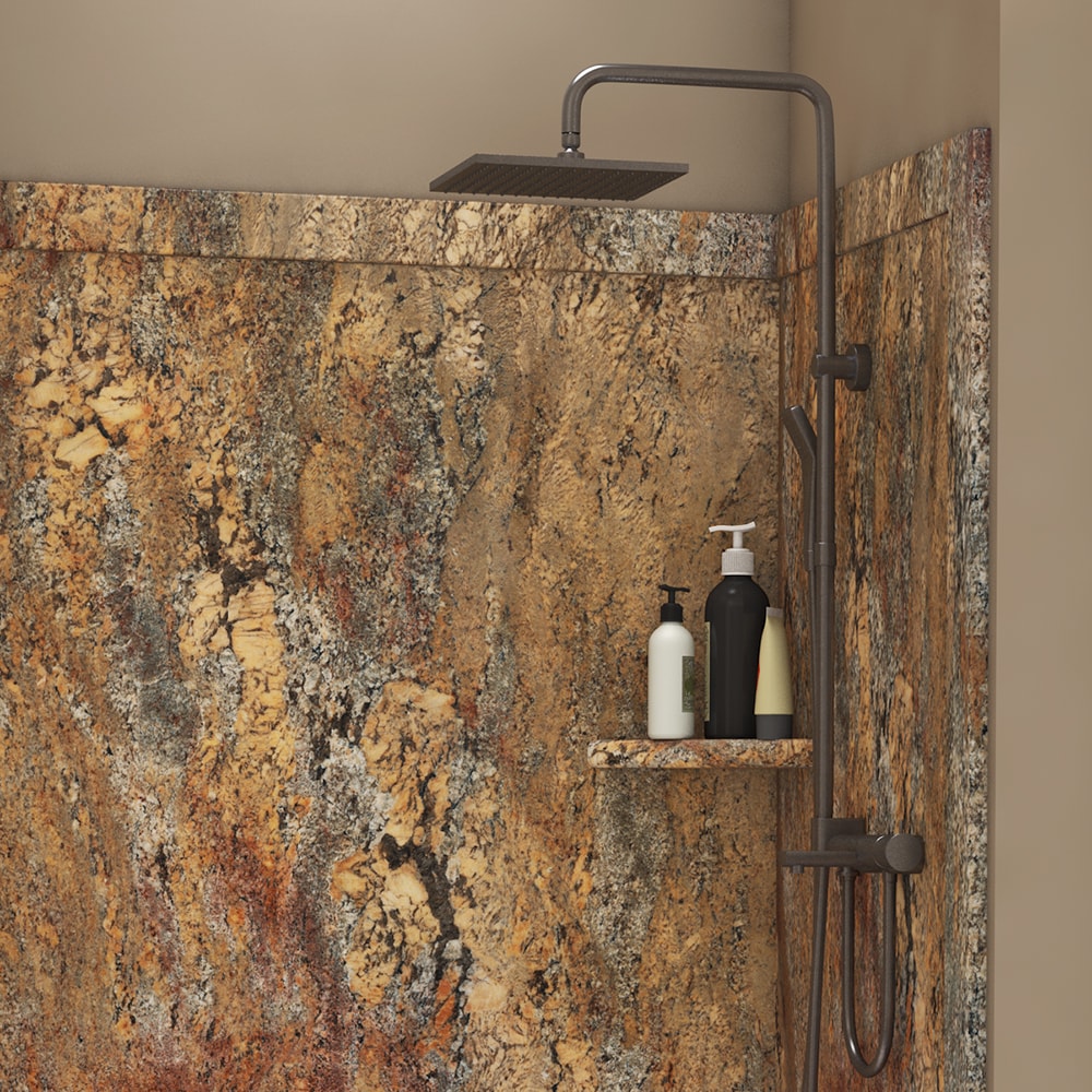 Muro de ducha FlexStone Elegance 3 Crema Bordeaux 3.0 de 48 pulgadas de ancho x 36 pulgadas de profundidad x 80 pulgadas de altura