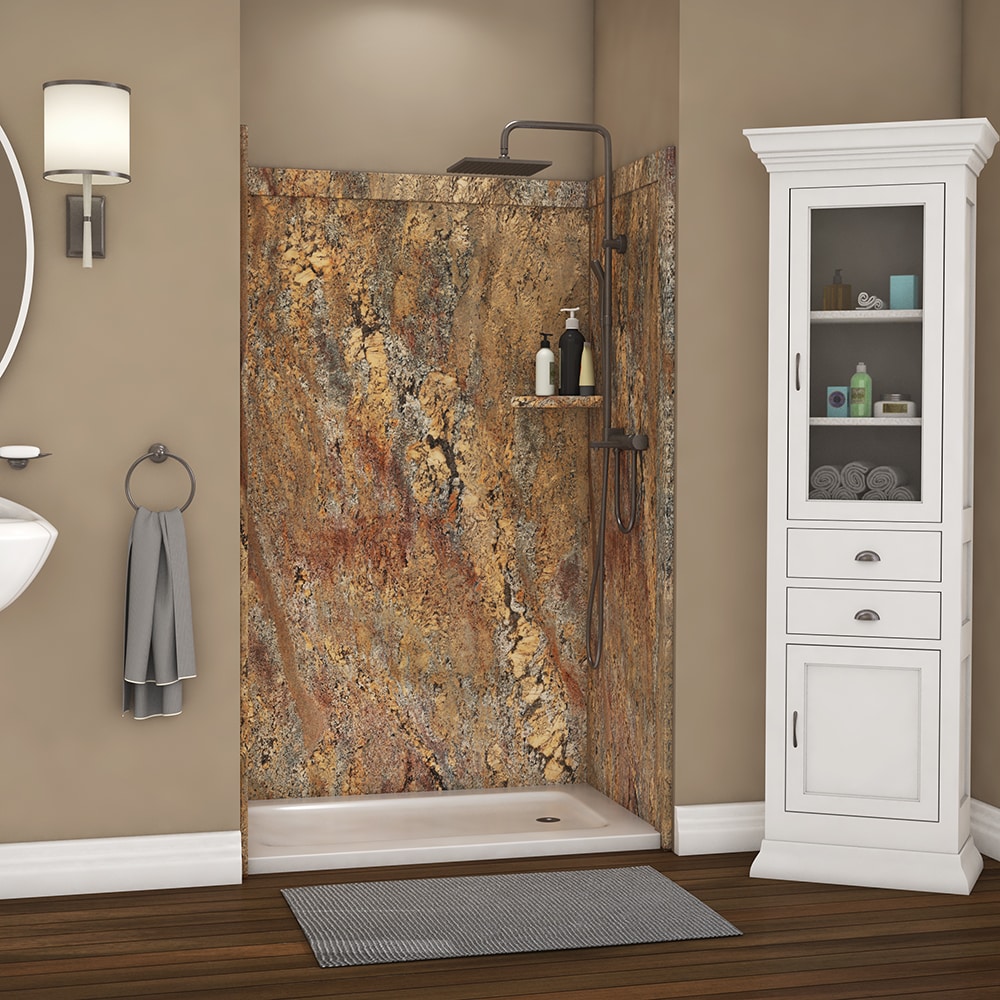 Muro de ducha FlexStone Elegance 3 Crema Bordeaux 3.0 de 48 pulgadas de ancho x 36 pulgadas de profundidad x 80 pulgadas de altura