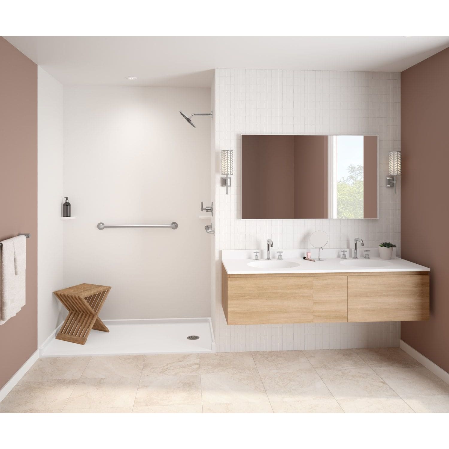 Cubierta de pared de ducha encolable para alcoba de 3.0 piezas en blanco de 48 pulgadas W x 36 pulgadas D x 96.0 pulgadas H (010) de SWAN SK-364896-010