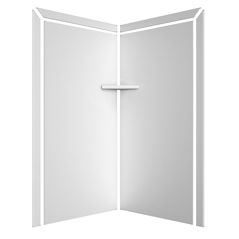 Panel de pared de esquina para regadera FlexStone Splendor de 40 pulgadas de ancho x 40 pulgadas de profundidad x 80 pulgadas de alto en blanco de 2 piezas