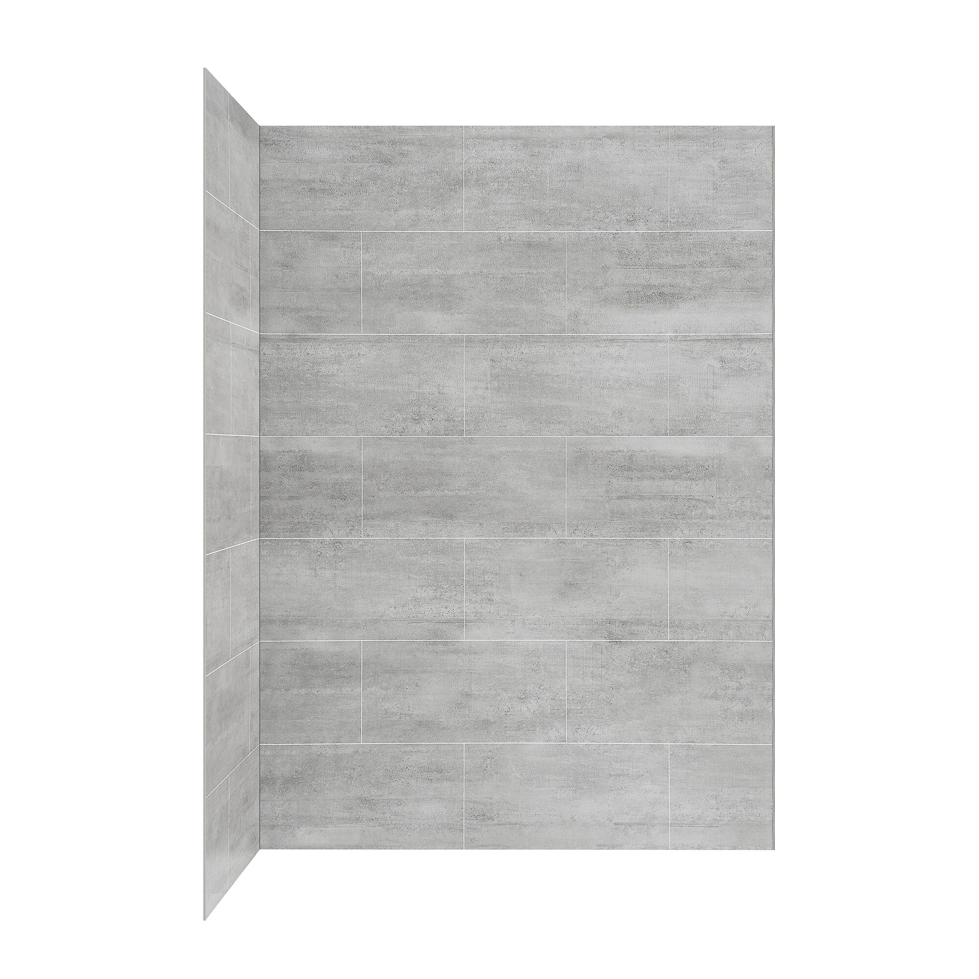 Panel de pared esquinero de ducha gris claro de 60 pulgadas W x 32 D x 80 pulgadas H de OVE Decors 2.0 -Pieza de instalación con pegamento 15SAP-MISC60-GRY