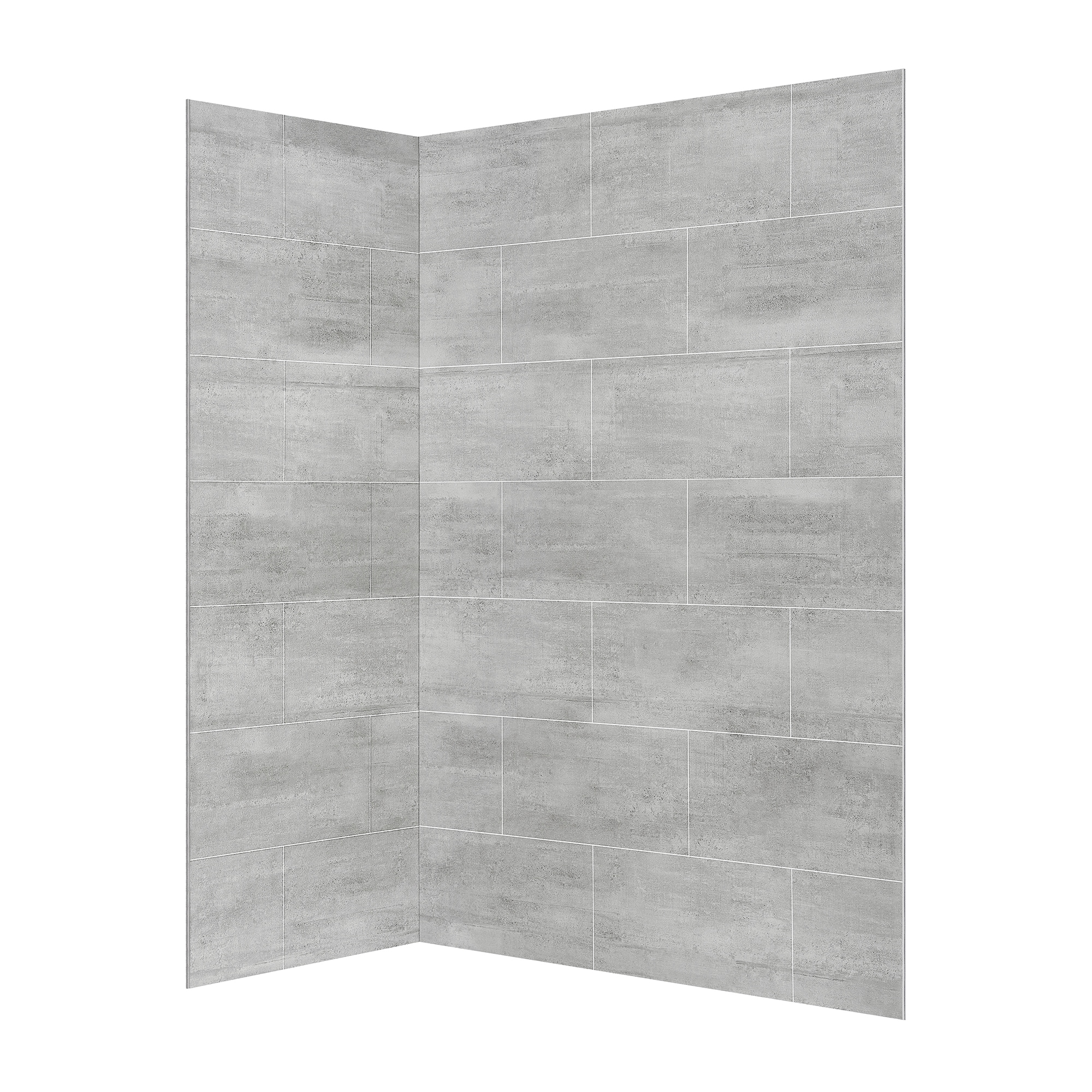 Panel de pared esquinero de ducha gris claro de 60 pulgadas W x 32 D x 80 pulgadas H de OVE Decors 2.0 -Pieza de instalación con pegamento 15SAP-MISC60-GRY