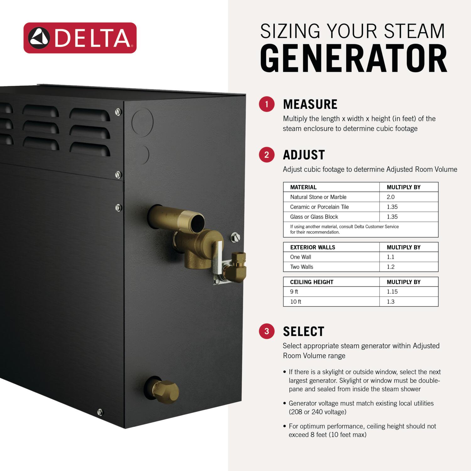 Generador de vapor de acero Lumicoat de 7500 vatios Delta 5P-EST07-SS-PR