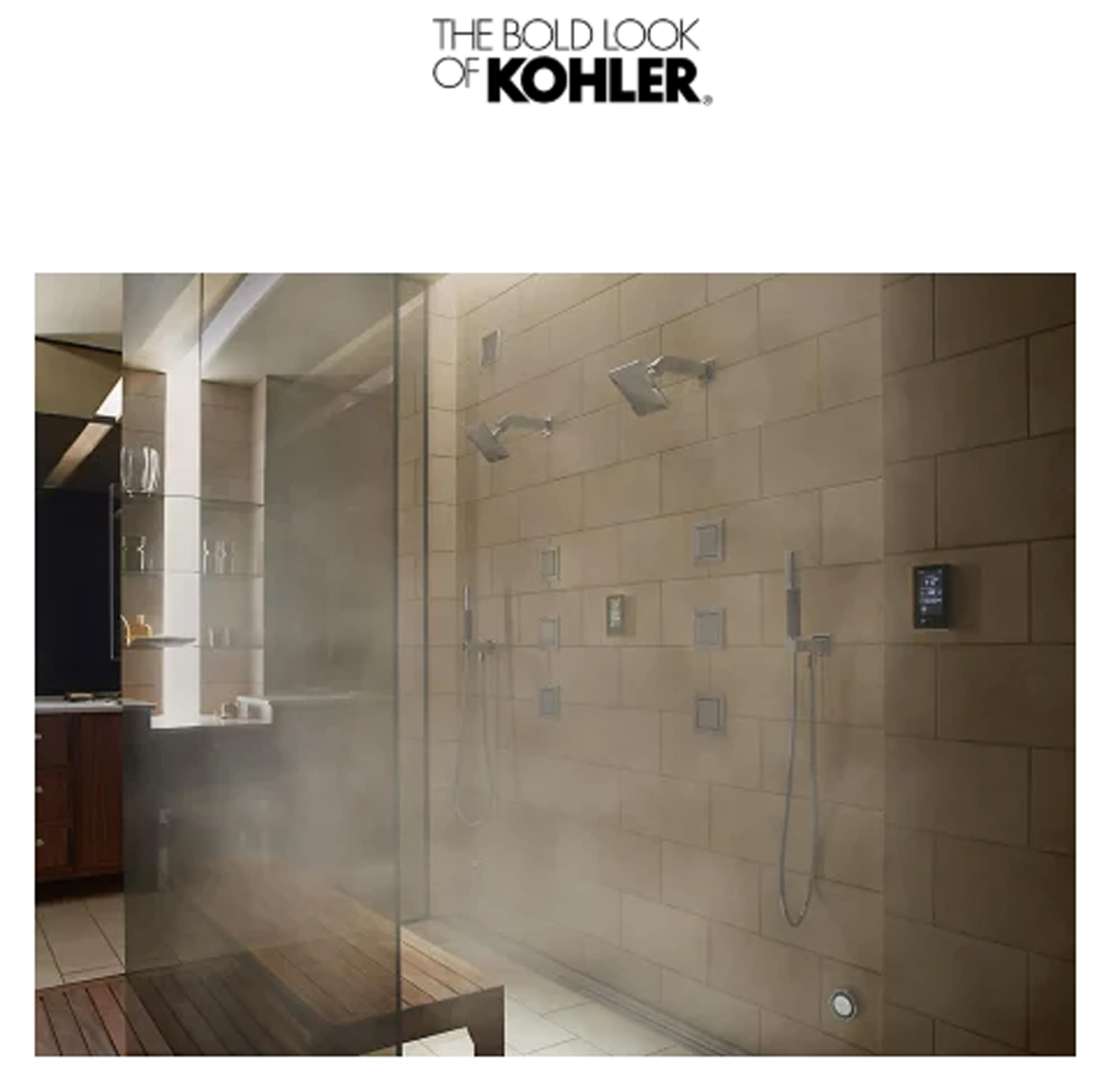 Kit de control generador de vapor de titanio vibrante de 15000 vatios Kohler Invigoration K-5557-TT.