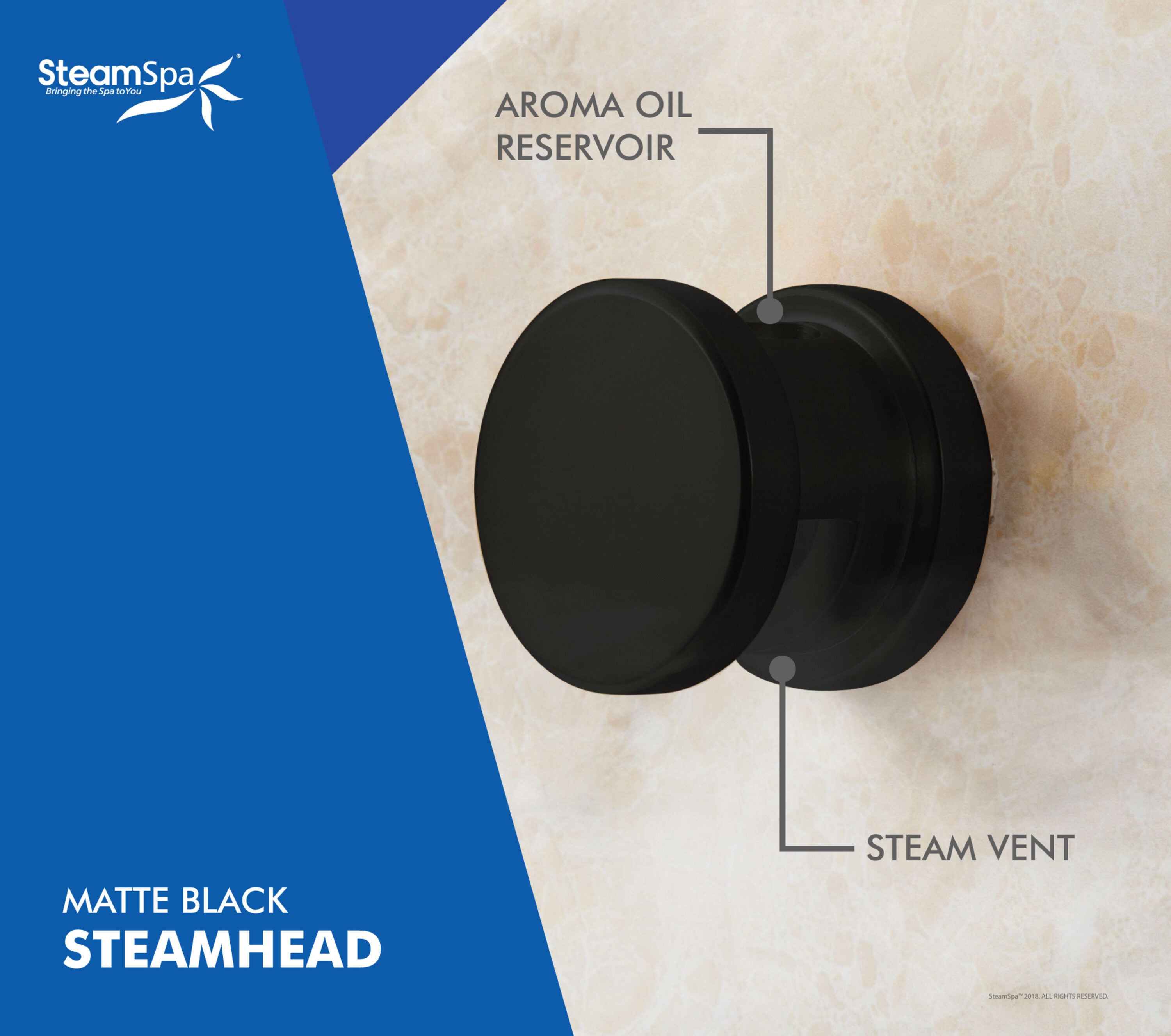Generador de vapor SteamSpa Oasis de 12000 vatios en color negro mate OAT1200MK-A