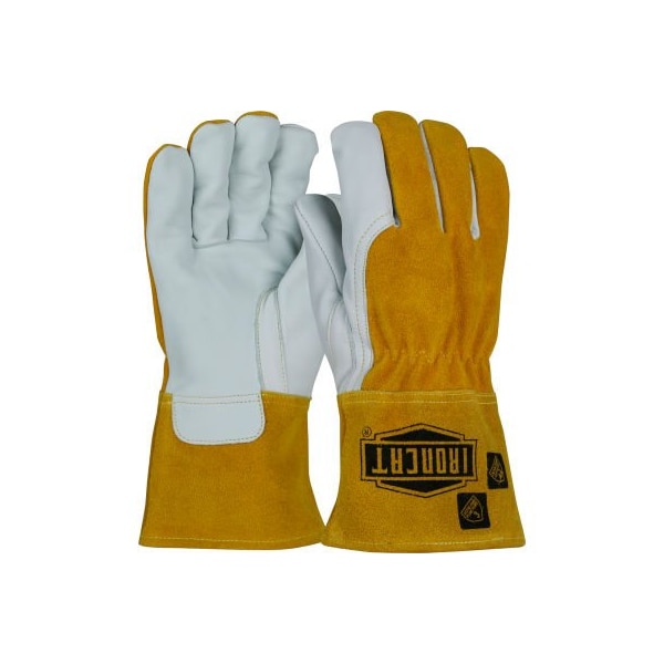 Guante Pip Ironcat Premium de piel de cabra/vaca/cordero, para soldadura MIG, puño de 4 pulgadas, hilo de Kevlar, color café, M - 6243/M.