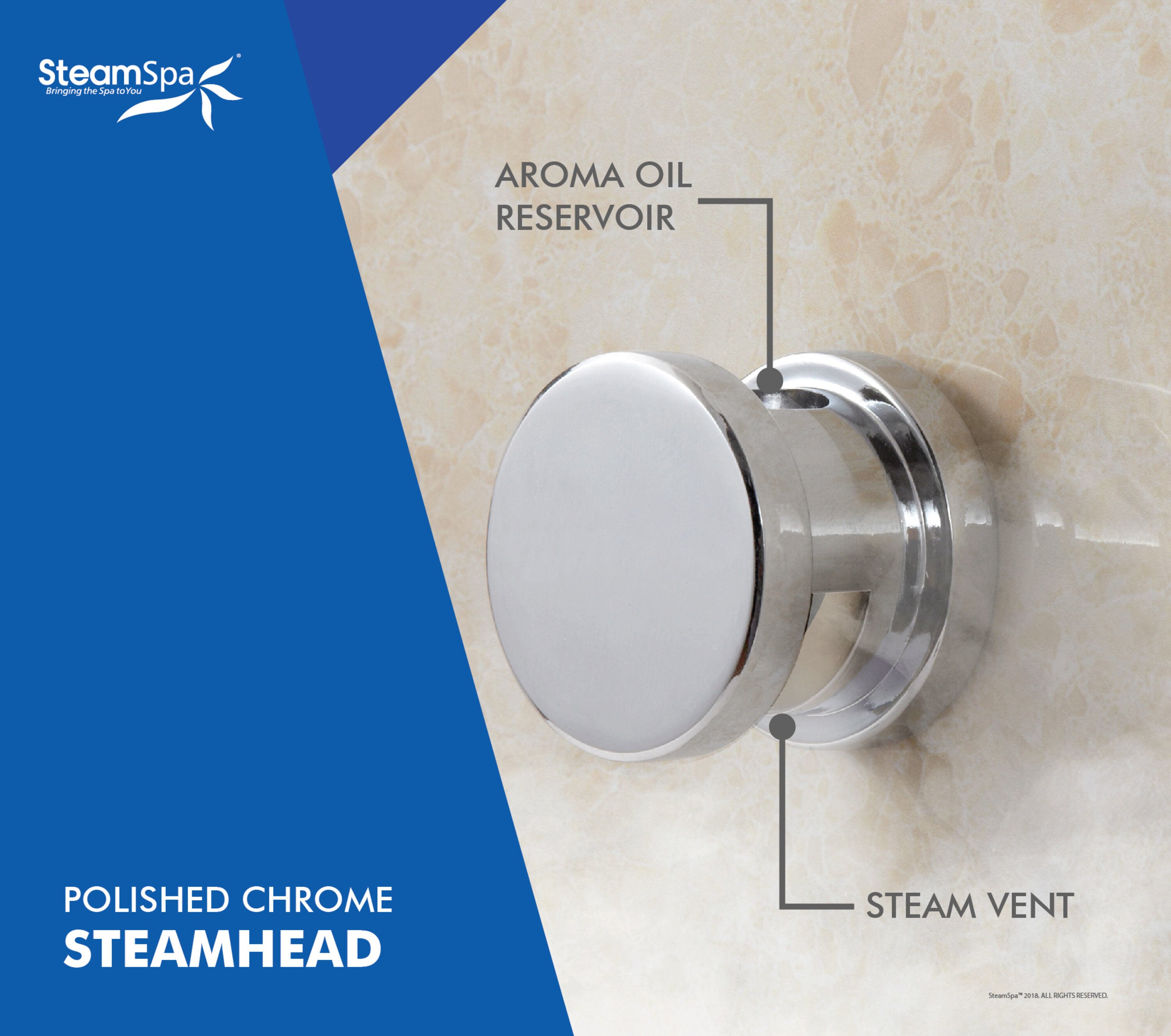 Generador de vapor cromado de 7500 vatios SteamSpa OAT750CH