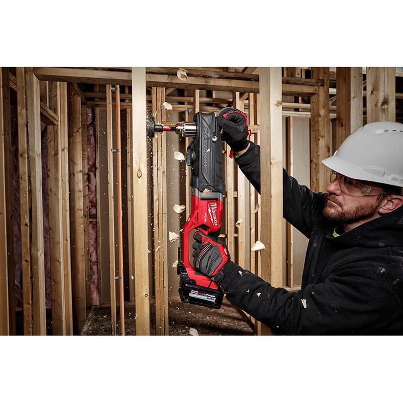 Broca angular derecha Milwaukee M18 FUEL 18-Volt Lithium-Ion Brushless Cordless GEN 2 Super Hawg de 1/2 pulgadas con batería de 8.0 Ah - 2809-20-48-11-1880.