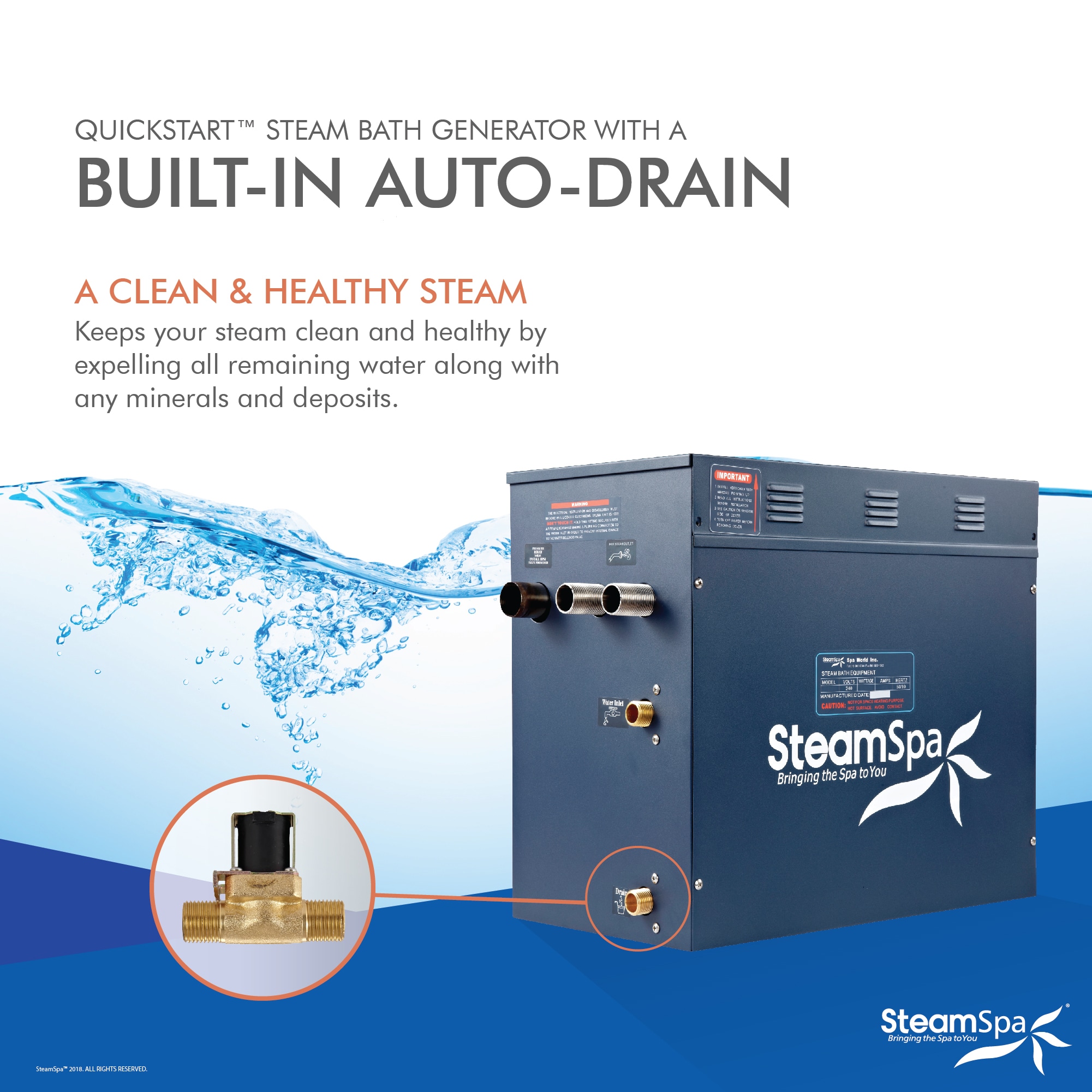 Generador de vapor azul SteamSpa Oasis de 10500 watts