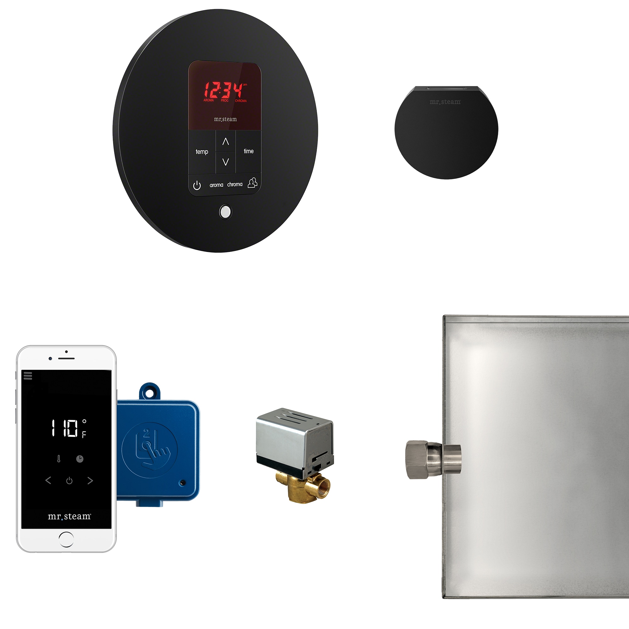 Kit de control de generador de vapor mate negro de 120 vatios de Mr. Steam modelo MSBUTLER1RD-MB
