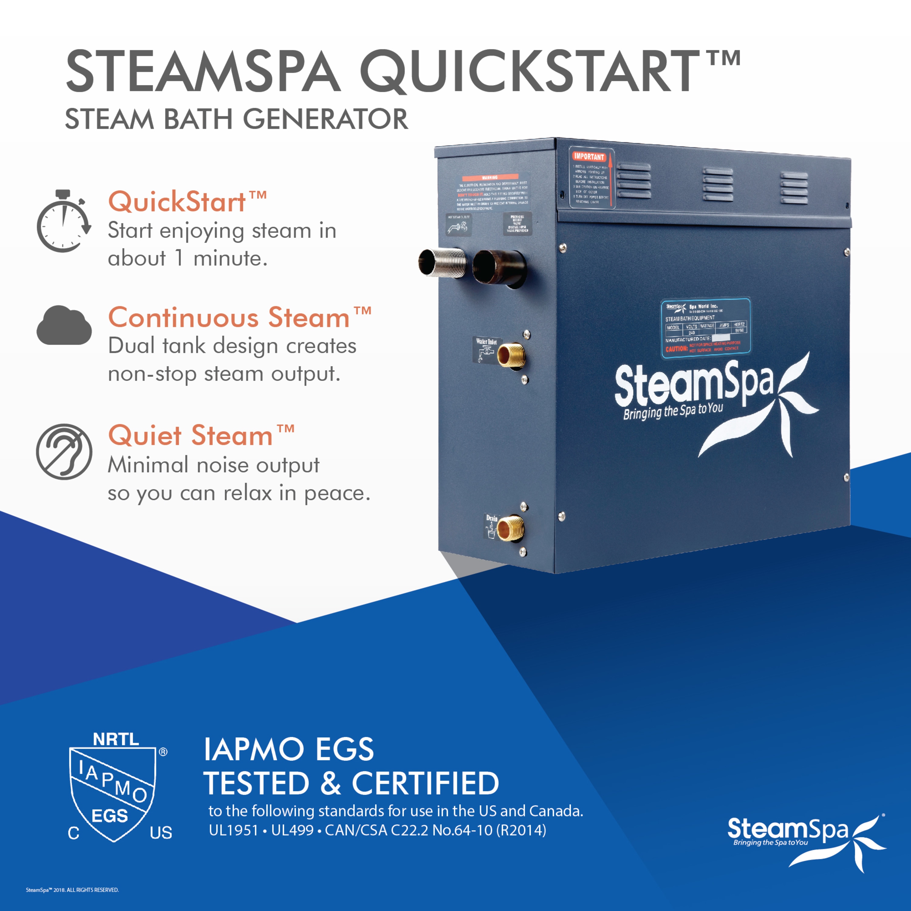 Generador de vapor negro mate SteamSpa Royal de 6000 vatios RYT600MK-A
