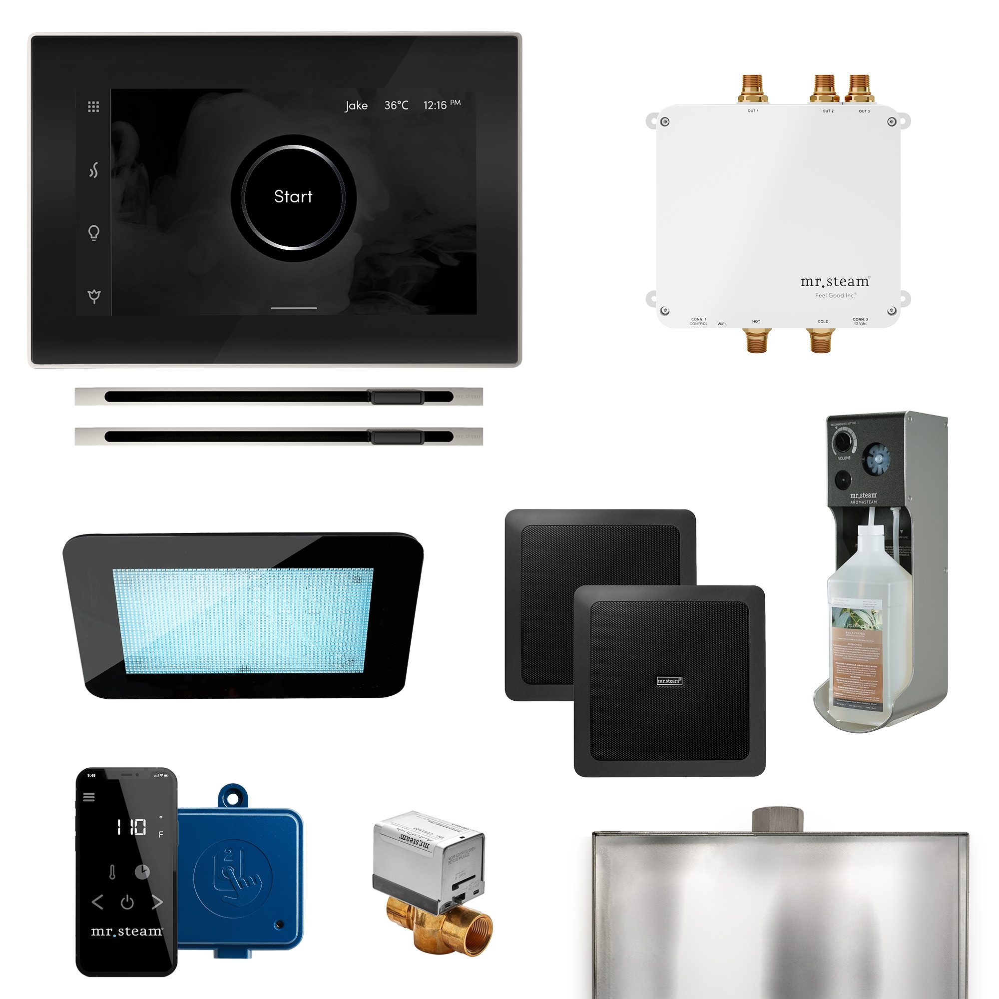 Kit de control para generador de vapor Mr. Steam Bliss Max Linear de 600 vatios en níquel pulido