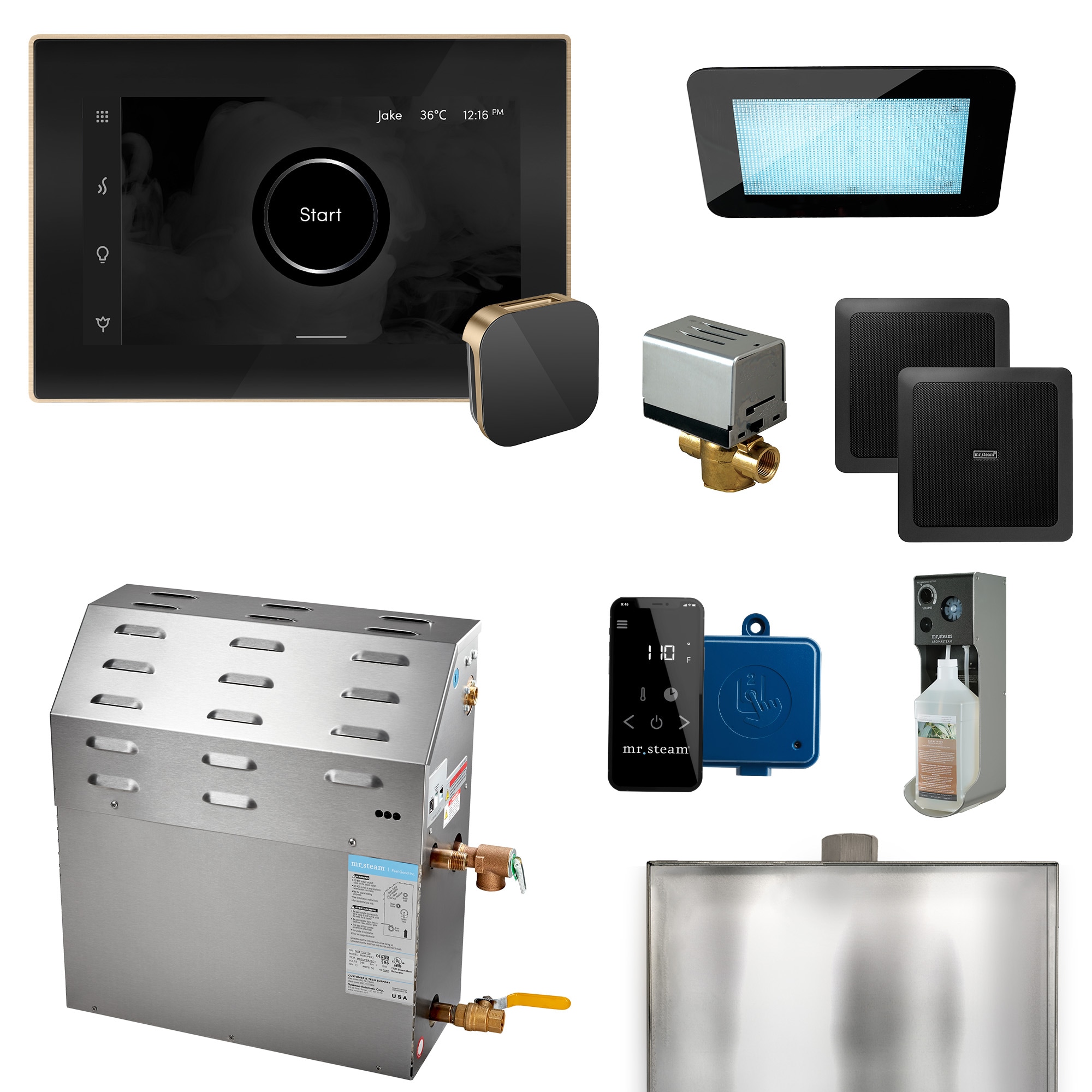 Kit de control para generador de vapor Mr. Steam Super (XDream) de 15000 vatios en bronce cepillado