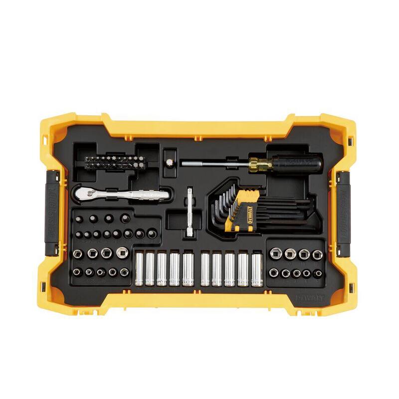 Juego de herramientas para mecánica DEWALT de 1/4 y 3/8 pulgadas con bandejas Toughsystem (131 piezas) - DWMT45402