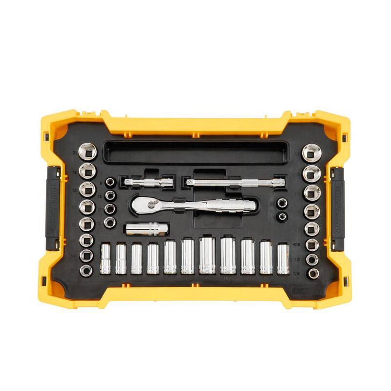 Juego de herramientas para mecánica DEWALT de 1/4 y 3/8 pulgadas con bandejas Toughsystem (131 piezas) - DWMT45402