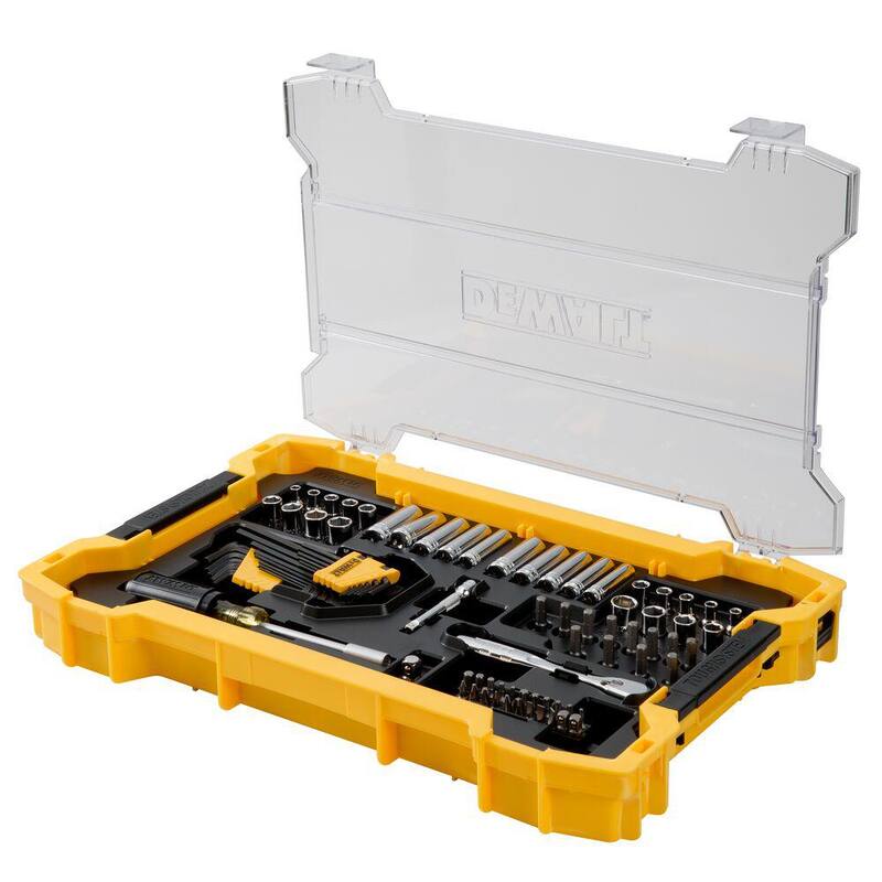 Juego de herramientas para mecánica DEWALT de 1/4 y 3/8 pulgadas con bandejas Toughsystem (131 piezas) - DWMT45402
