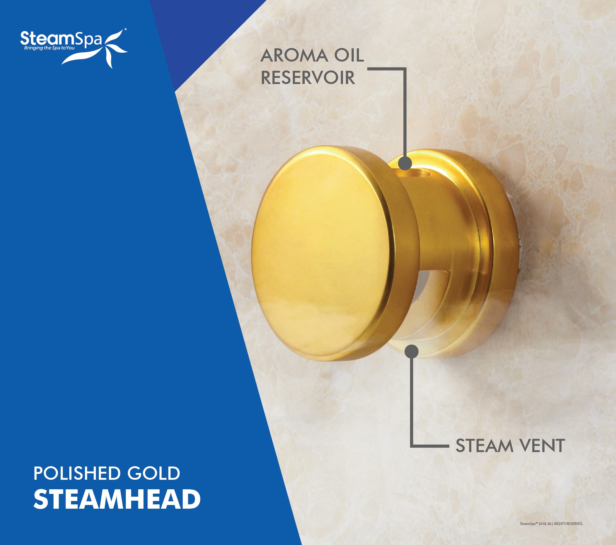 Generador de vapor SteamSpa Oasis de 12000 vatios en color dorado - OAT1200GD