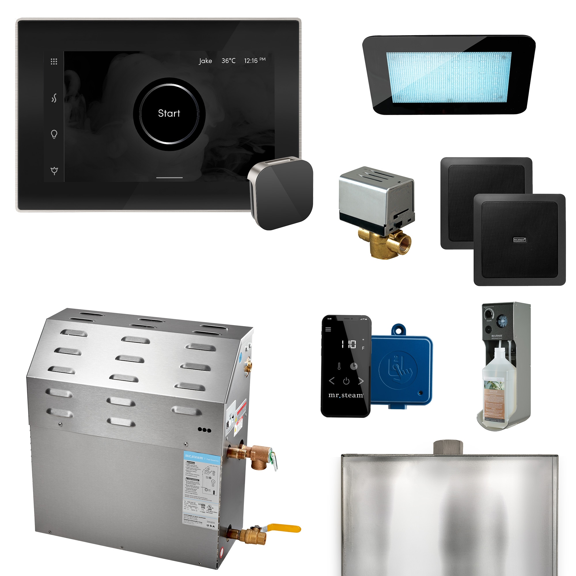 Kit de control para generador de vapor Mr. Steam Super (XDream) de 15000 vatios en níquel cepillado