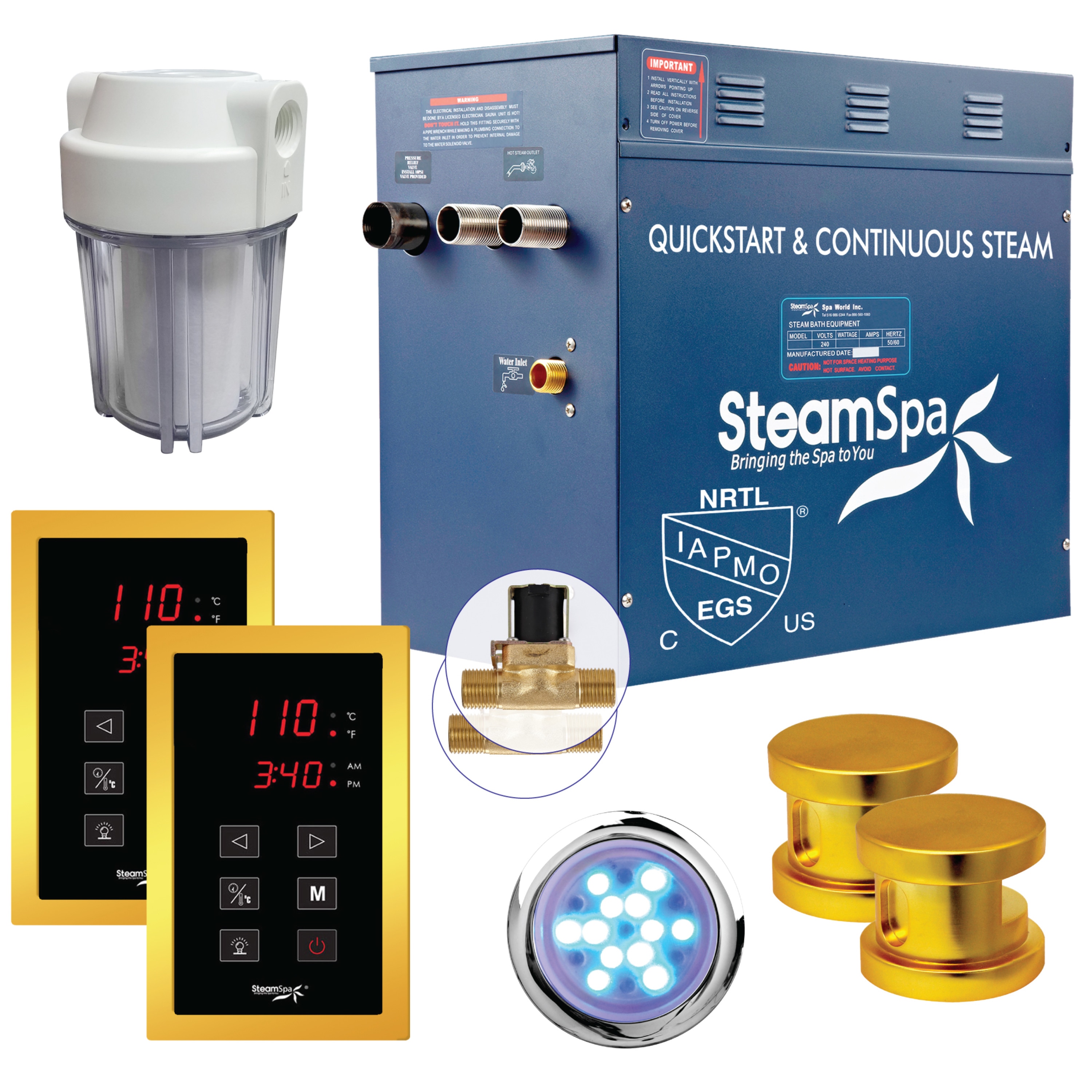 Generador de vapor dorado SteamSpa Royal de 10500 vatios