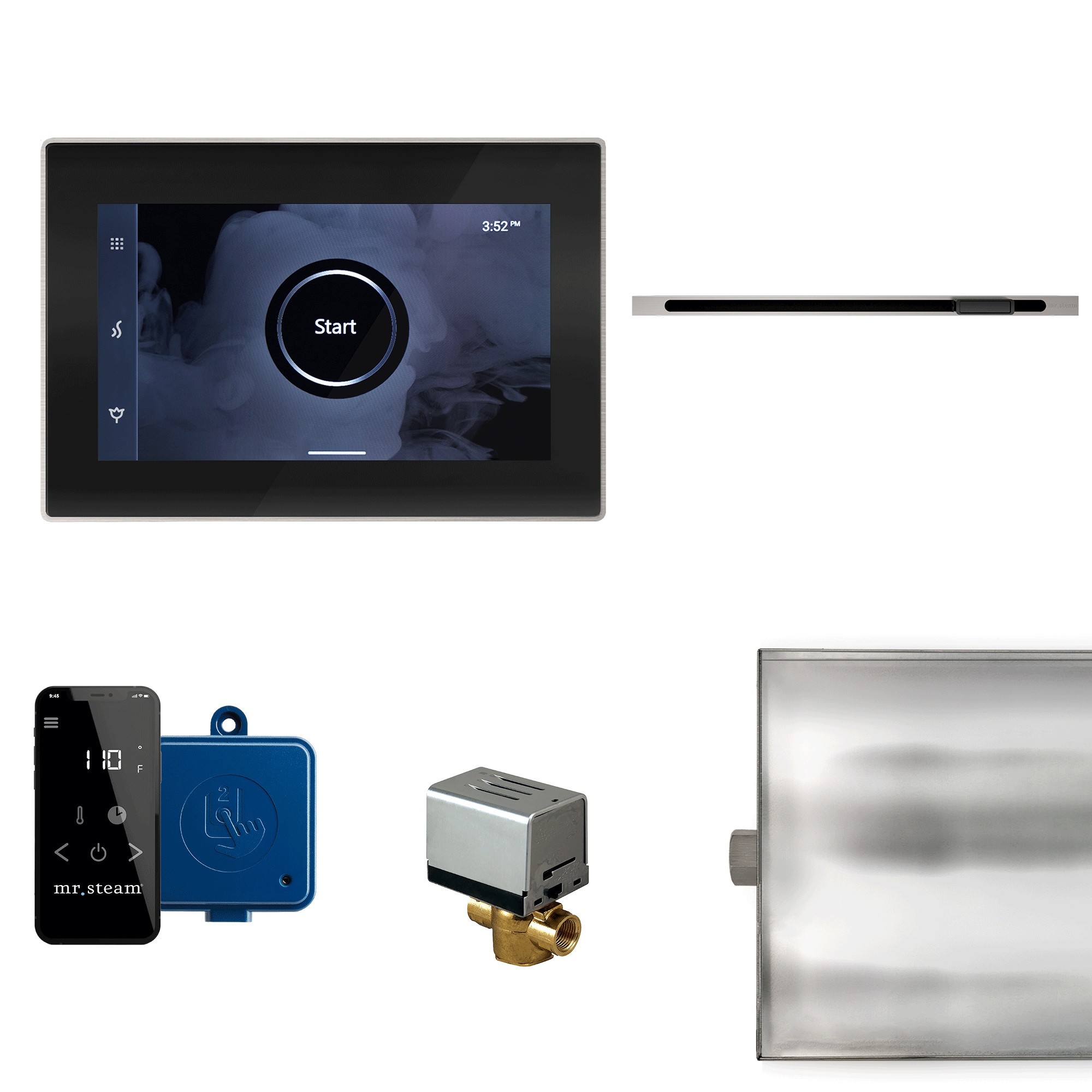 Kit de control para generador de vapor en níquel cepillado negro de 120 vatios de Mr. Steam