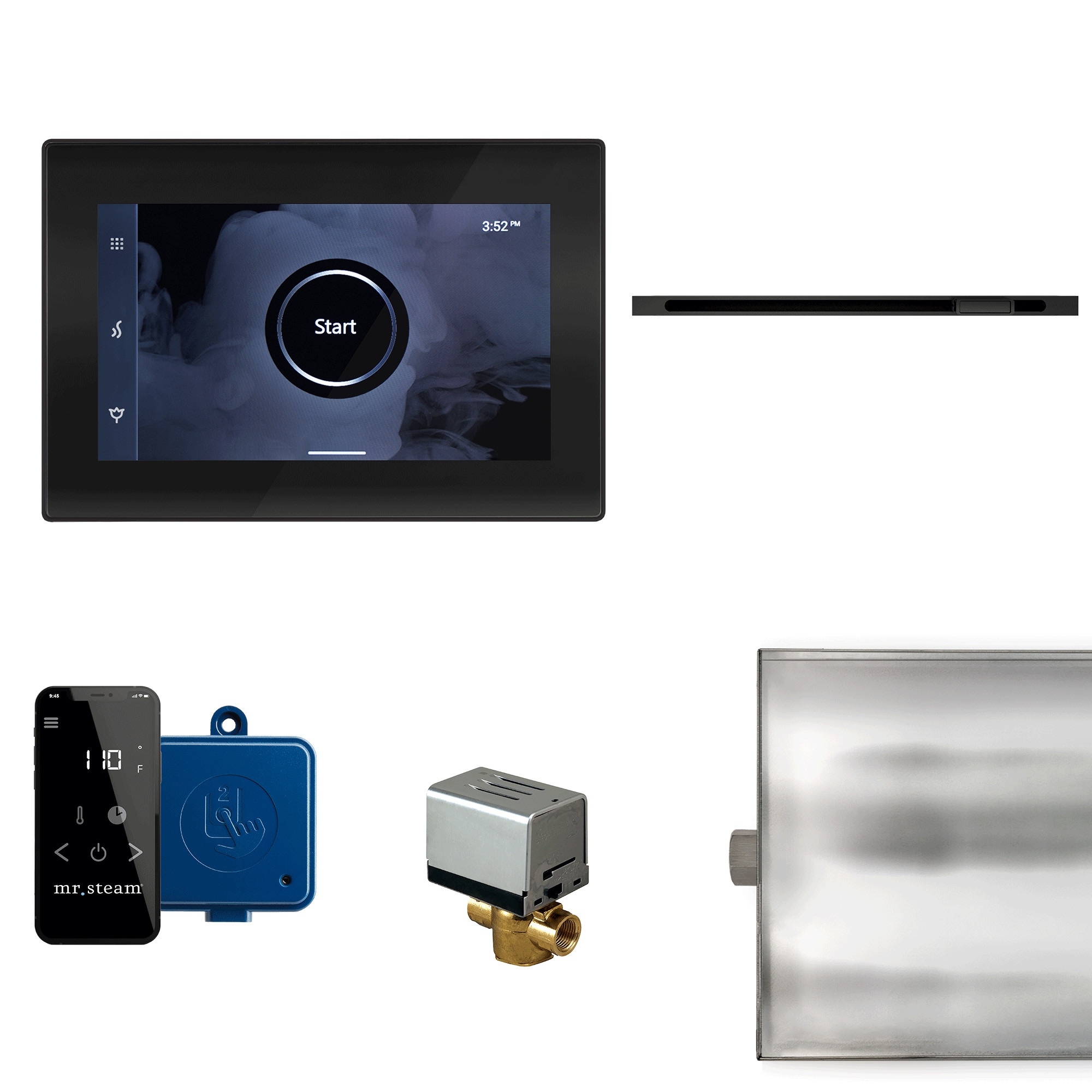 Kit de control de generador de vapor negro mate Mr. Steam de 120 watts XBTLRBKLMB