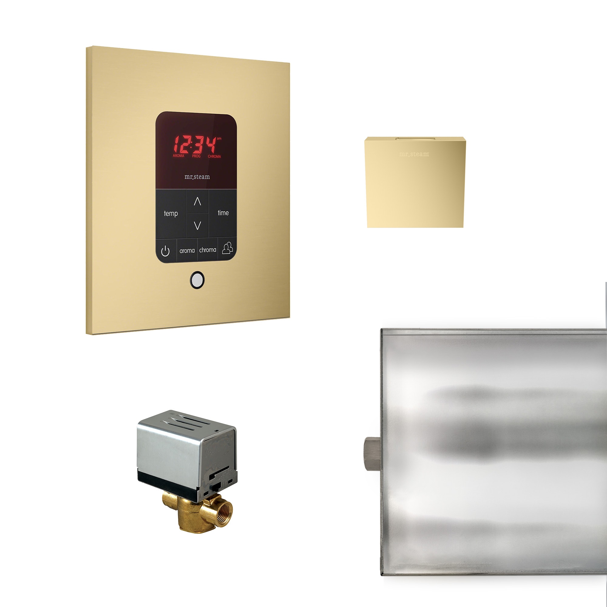 Kit de control de generador de vapor Mr. Steam de 120 vatios en latón satinado BBUTLERSSB
