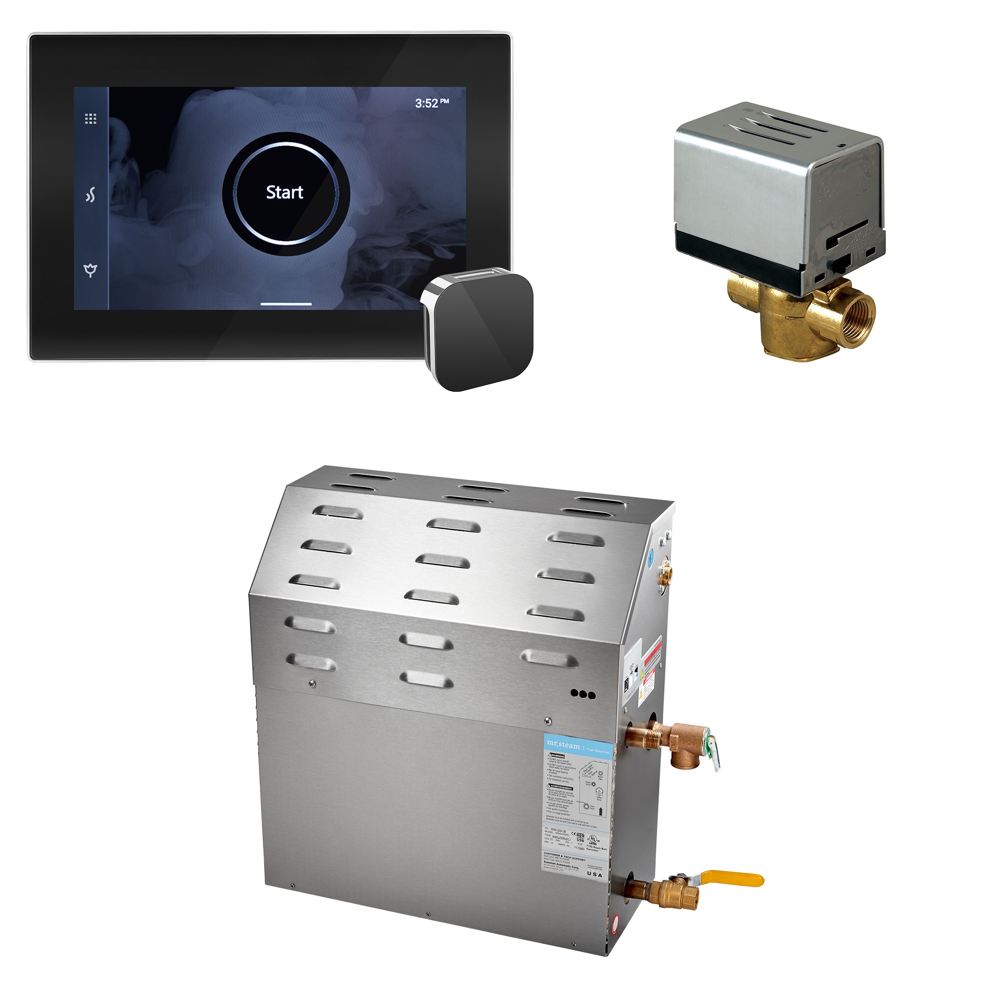 Kit de control para generador de vapor de cromo negro pulido de 15000 vatios Mr. Steam 15C1BNAA000