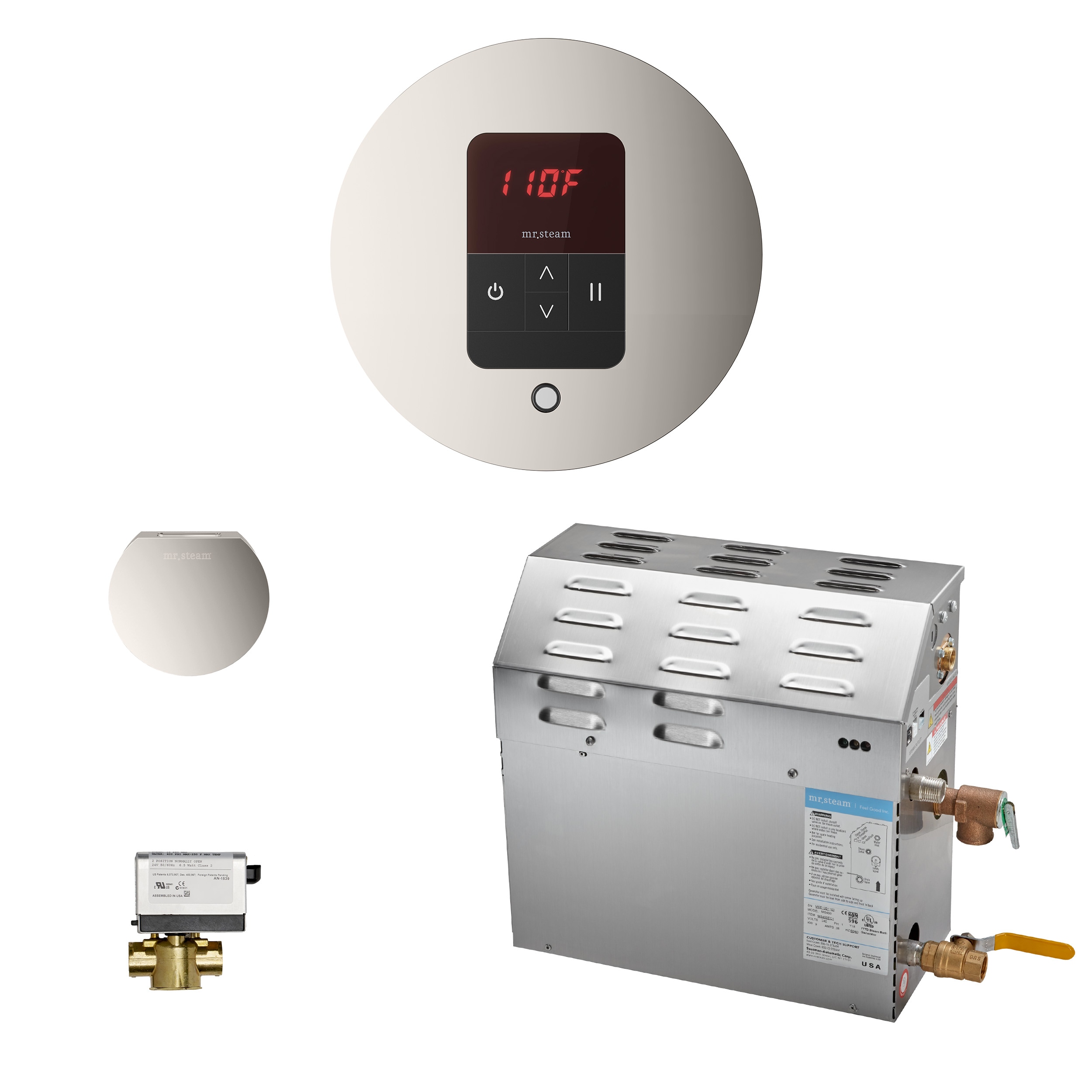 Kit de control para generador de vapor de 6000 vatios en níquel pulido de Mr. Steam