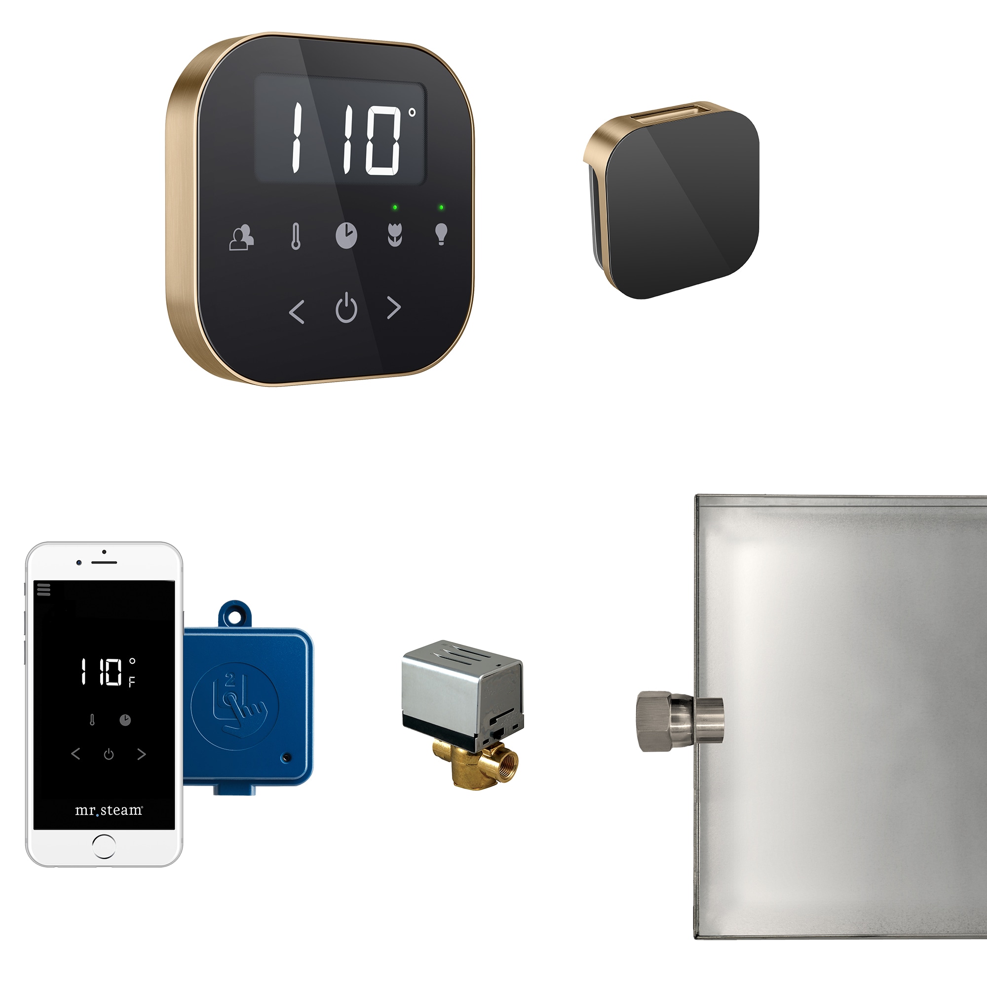 Kit de control para generador de vapor en negro bronce cepillado de 120 watts Sr. Steam ABUTLER1B-BB.